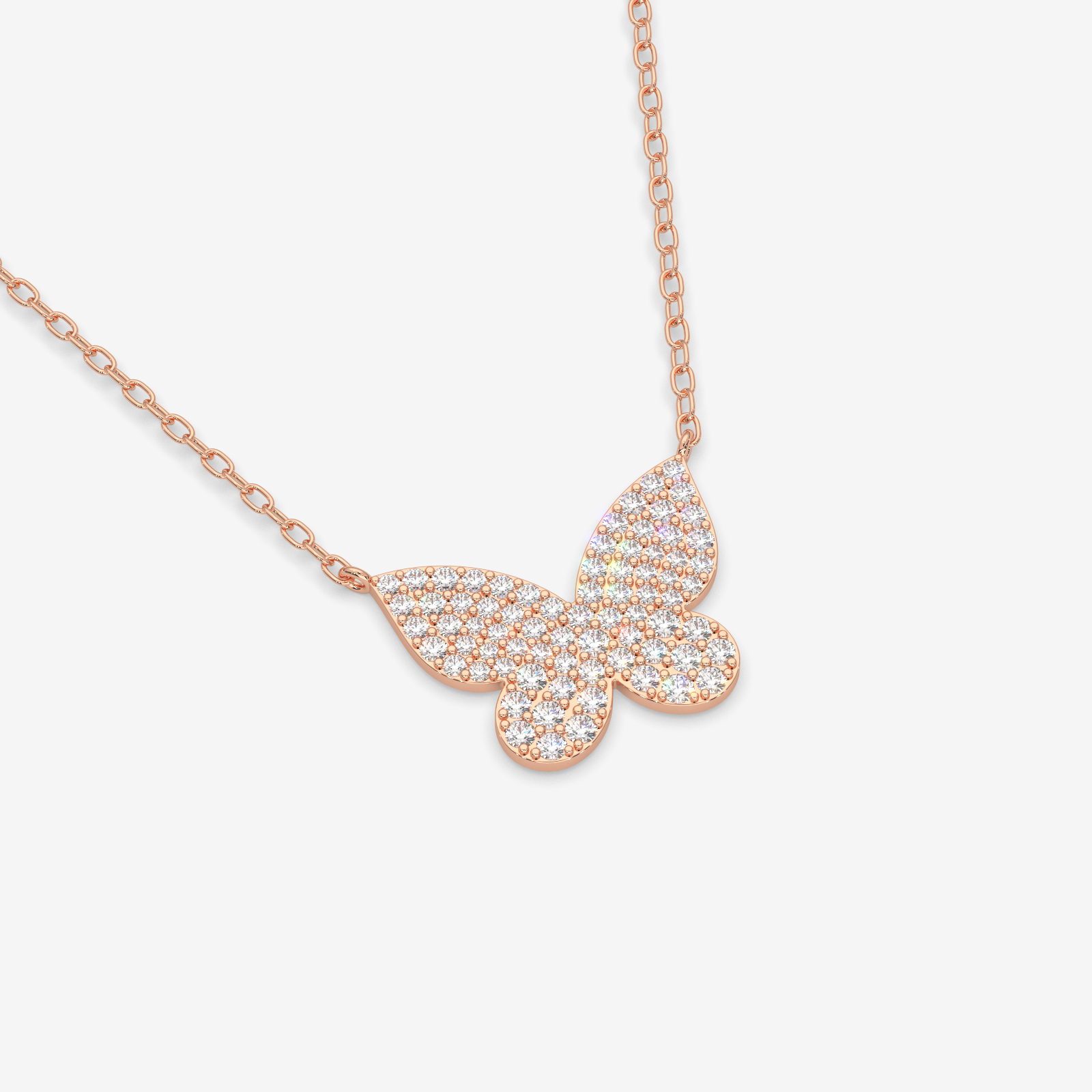 18K Gold Pave Diamond Butterfly Necklace