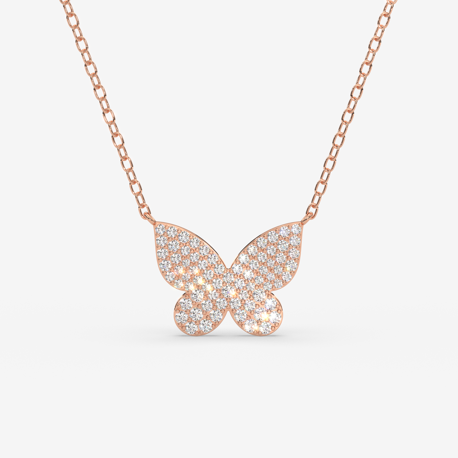 18K Gold Pave Diamond Butterfly Necklace