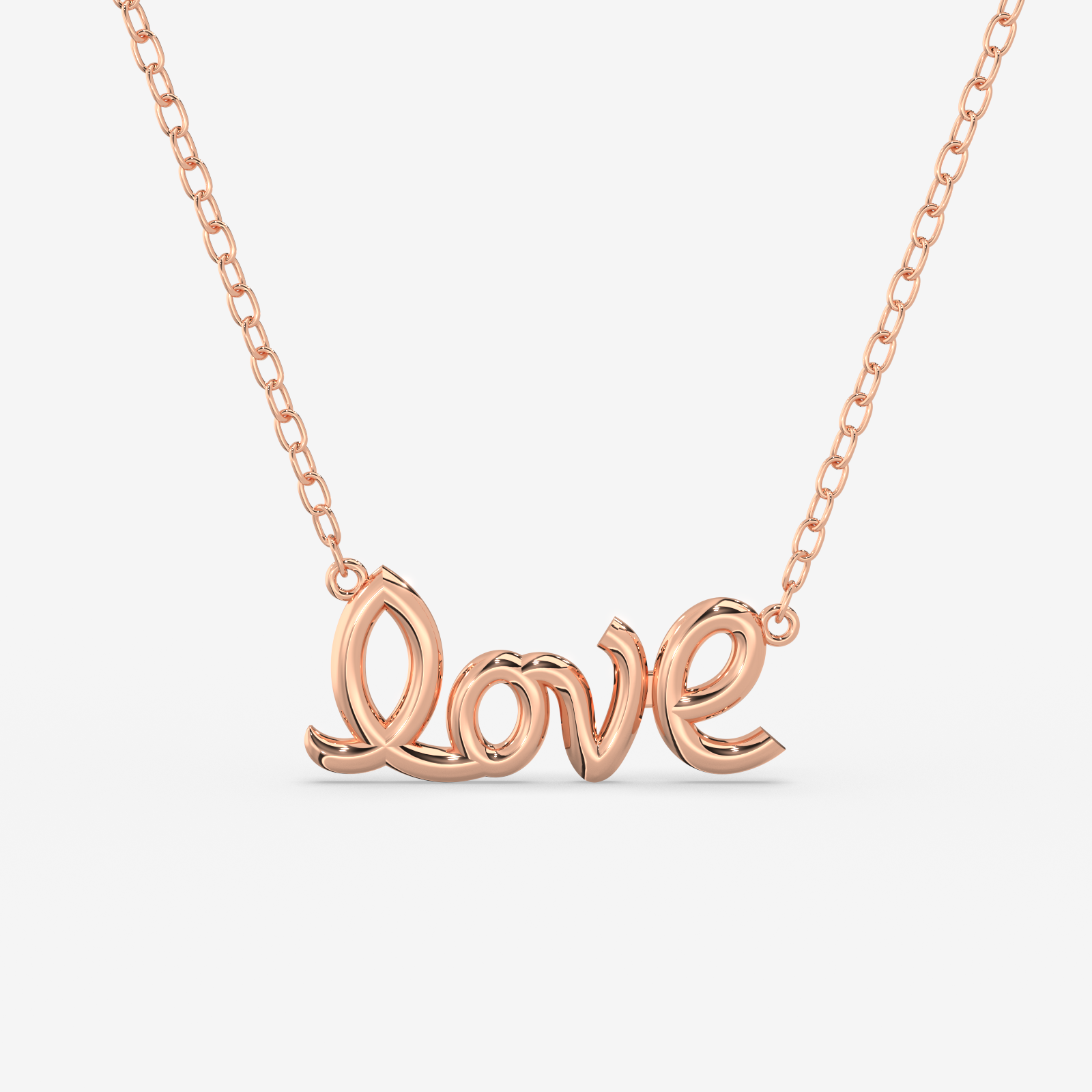 18K Gold "Love" Script Necklace - Elegant Gold Pendant