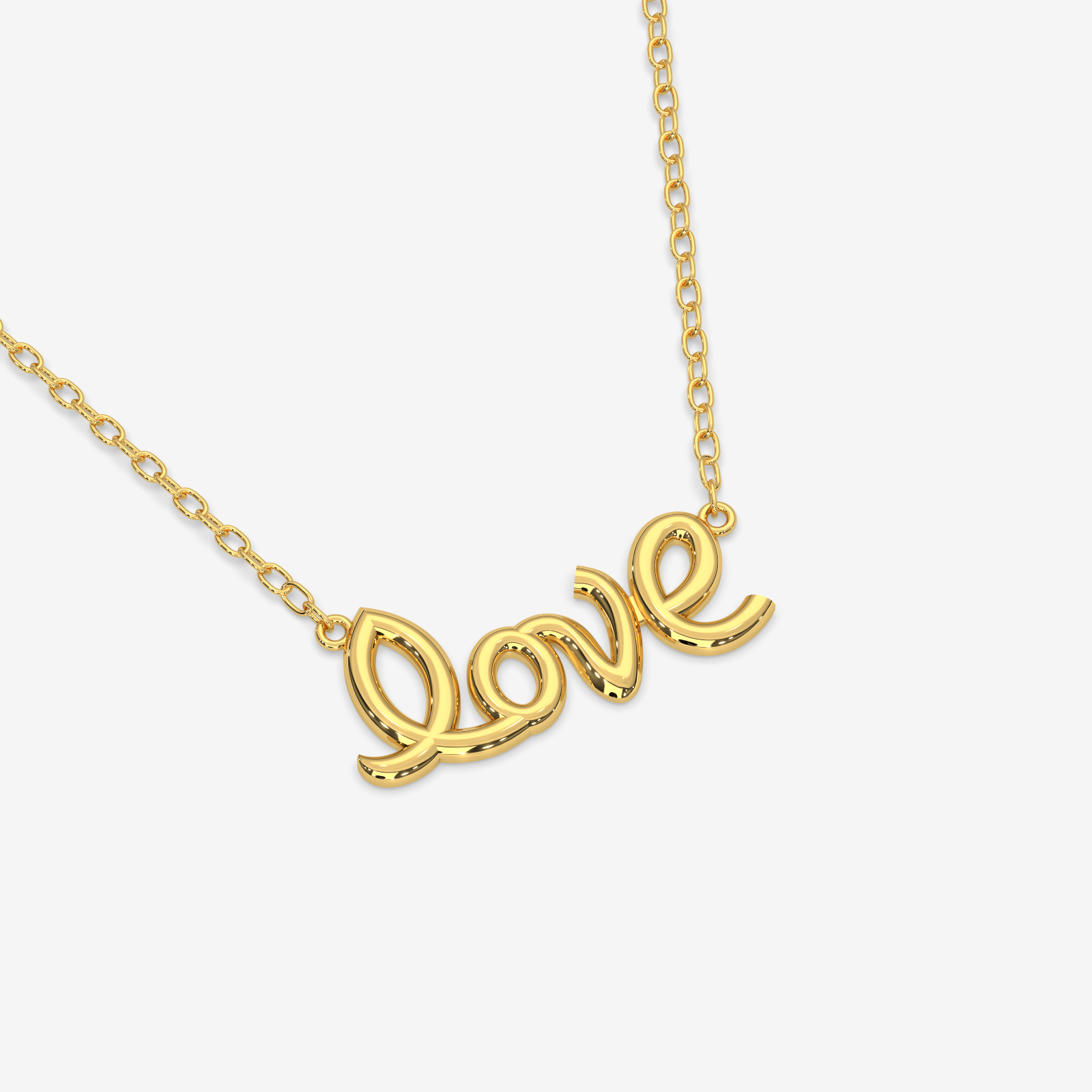 18K Gold "Love" Script Necklace - Elegant Gold Pendant