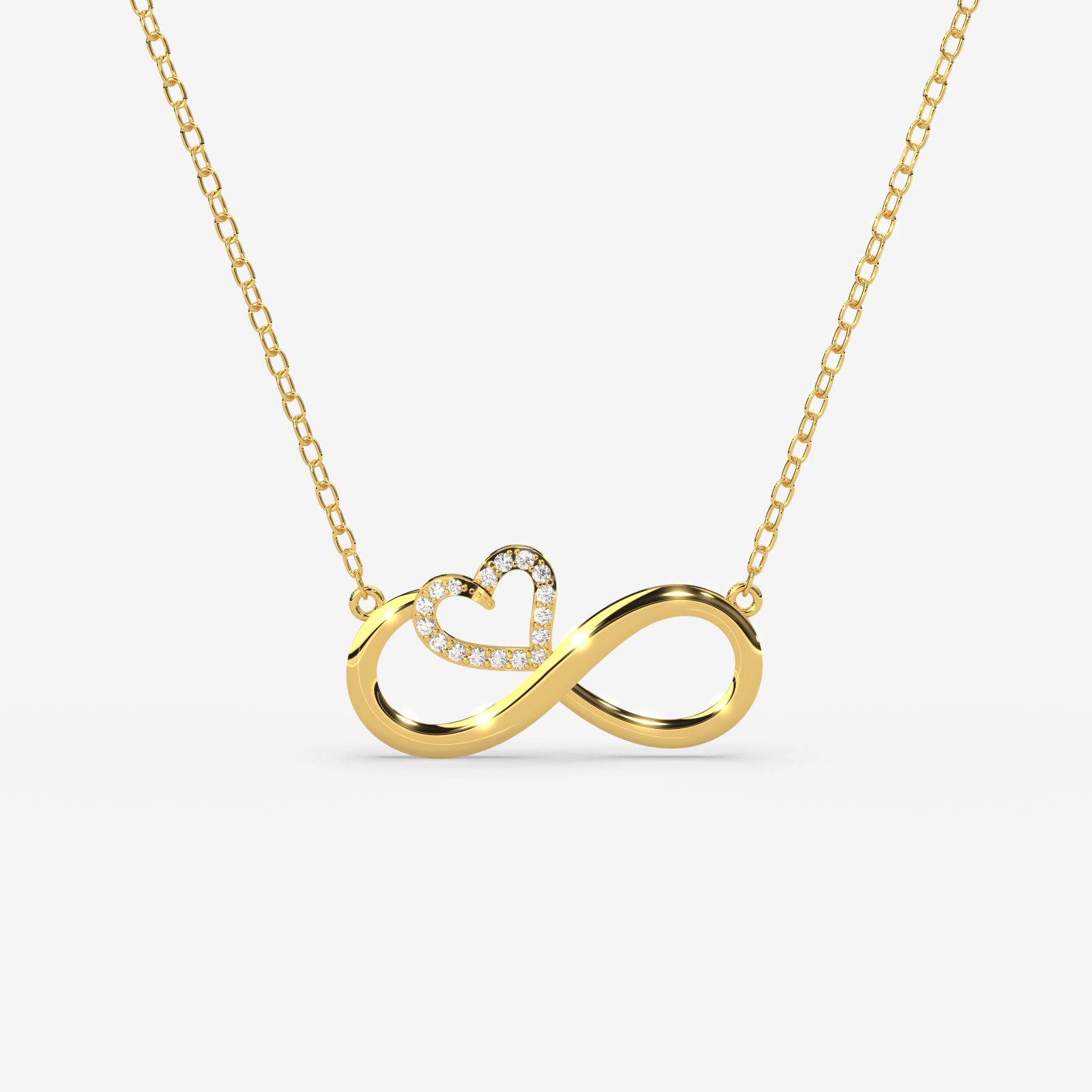 18K Gold Diamond Infinity Heart Necklace - Eternal Love Pendant