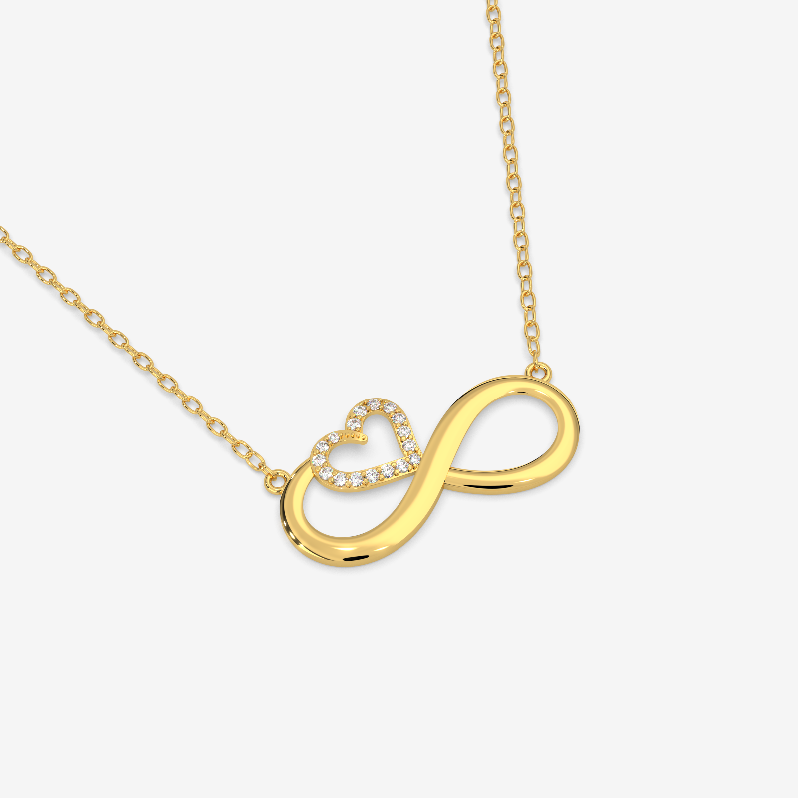 18K Gold Diamond Infinity Heart Necklace - Eternal Love Pendant