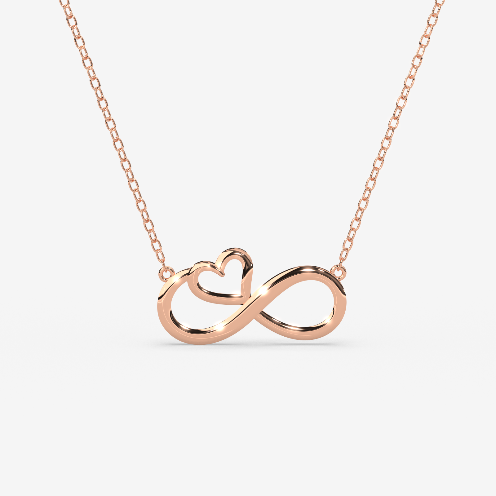 18K Gold Infinity Heart Necklace - Dainty Love Pendant