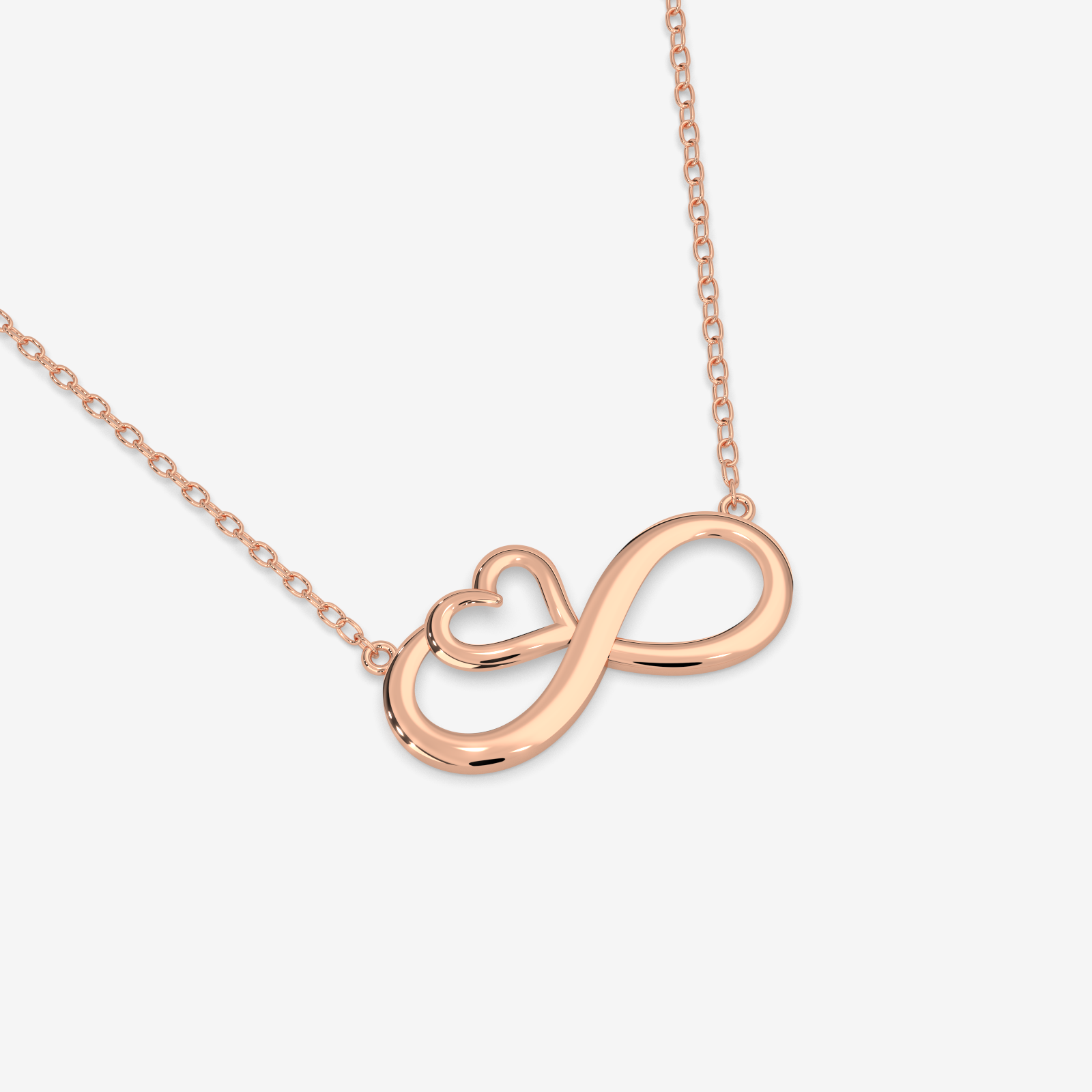 18K Gold Infinity Heart Necklace - Dainty Love Pendant