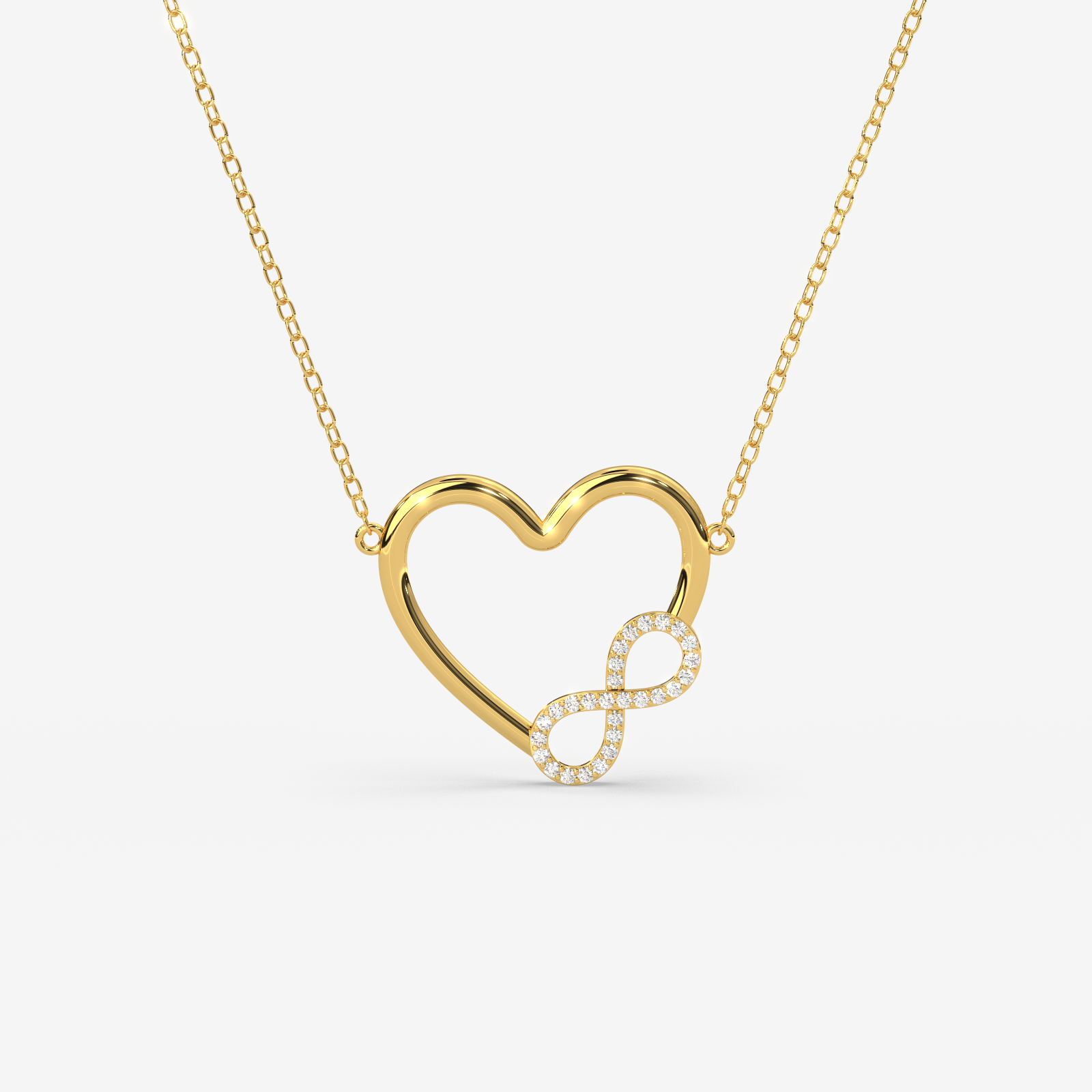 18K Gold Diamond Accent Infinity Heart Necklace - Eternal Love Pendant