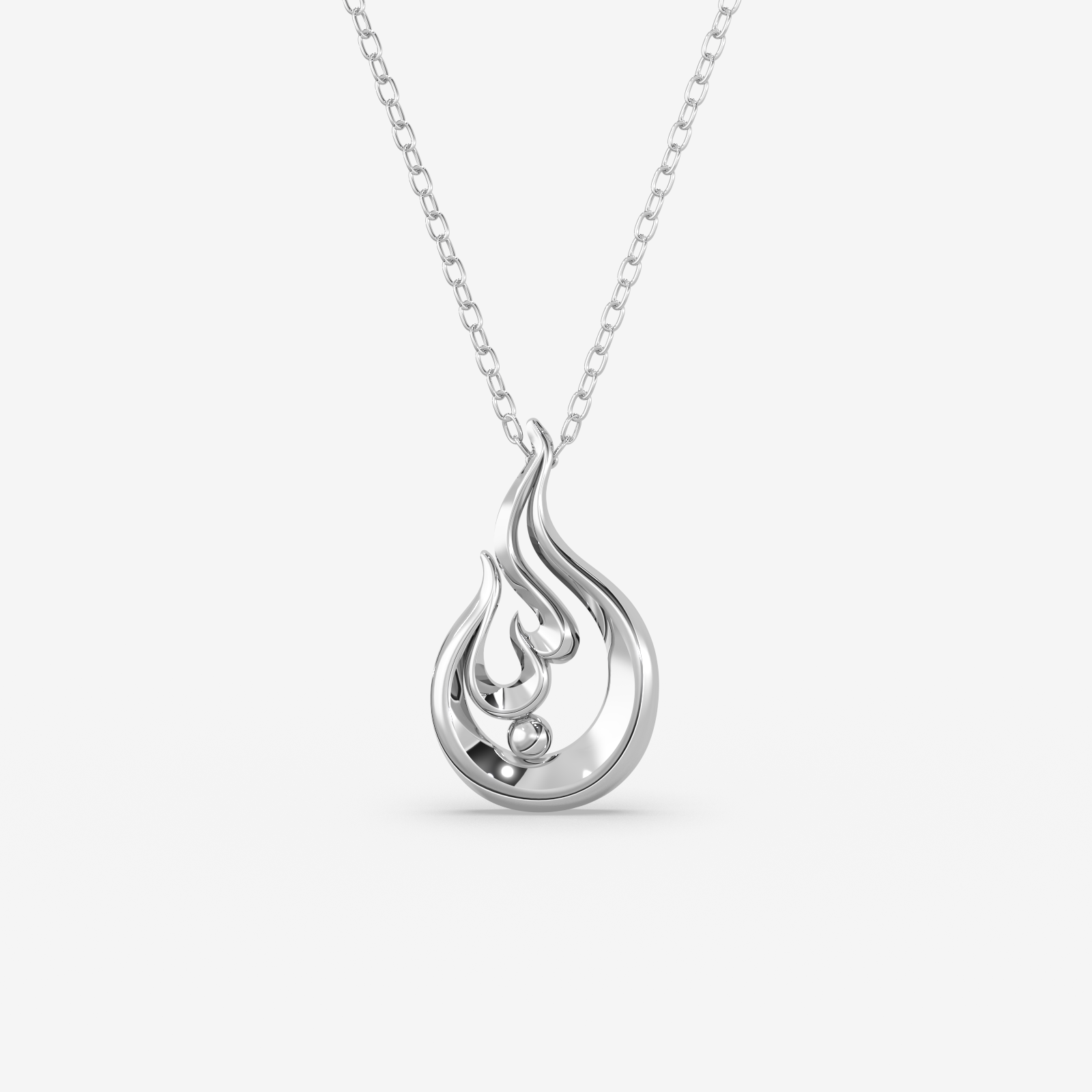 18K Gold Fire Flame Pendant Necklace - Elegant Fire Element Jewelry