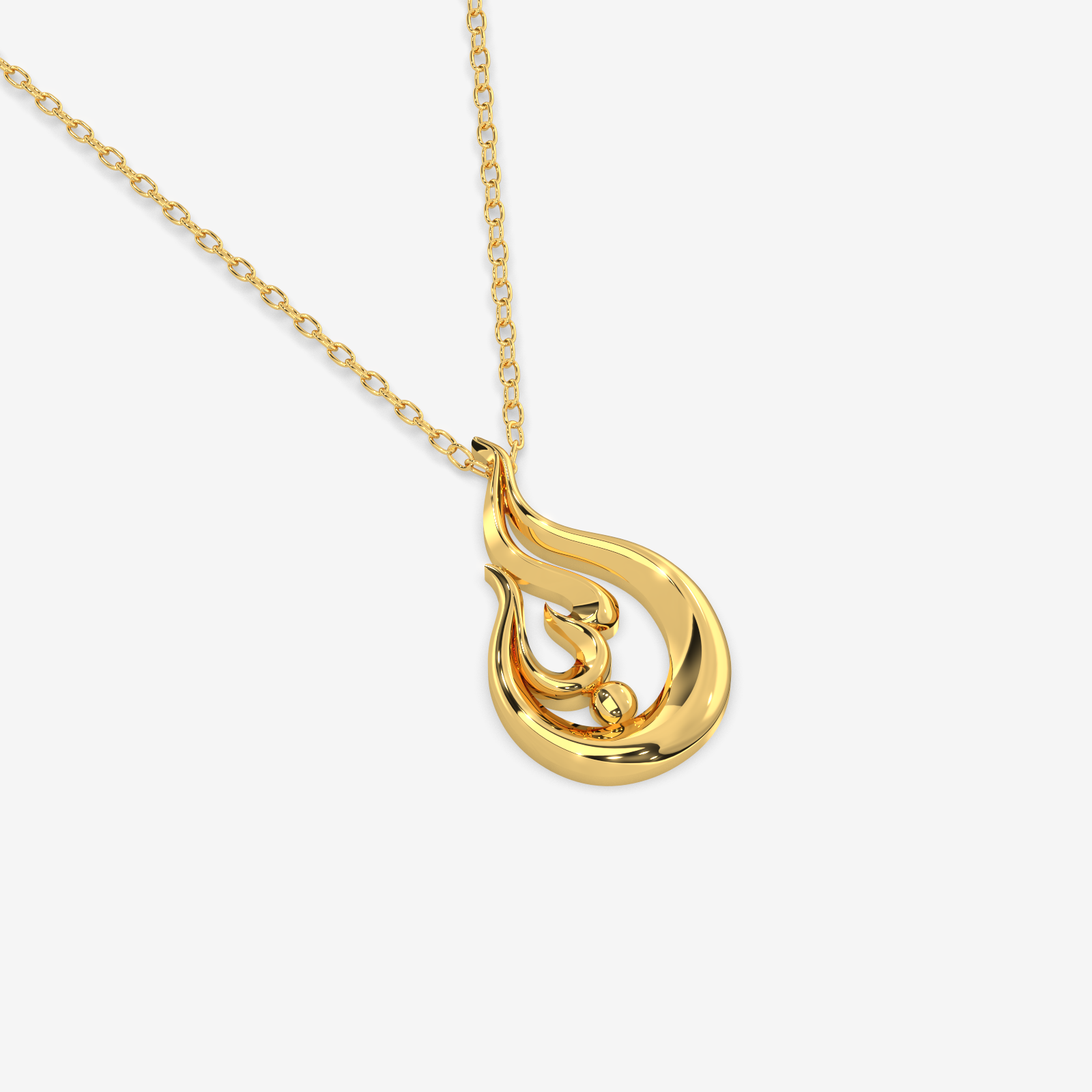 18K Gold Fire Flame Pendant Necklace - Elegant Fire Element Jewelry