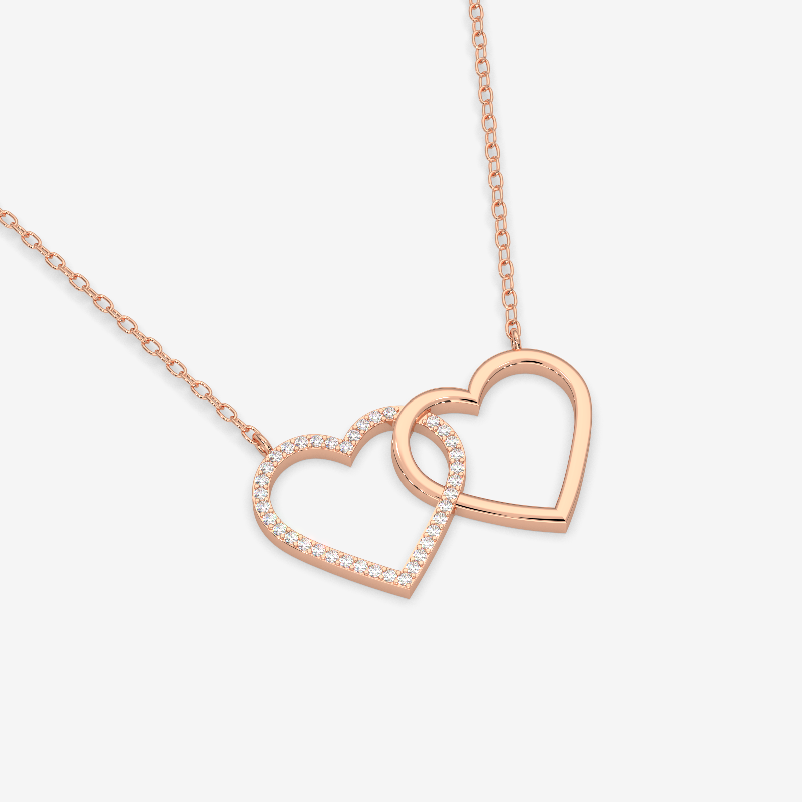 18K Gold Interlocking Diamond Heart Necklace - Elegant Love Symbol