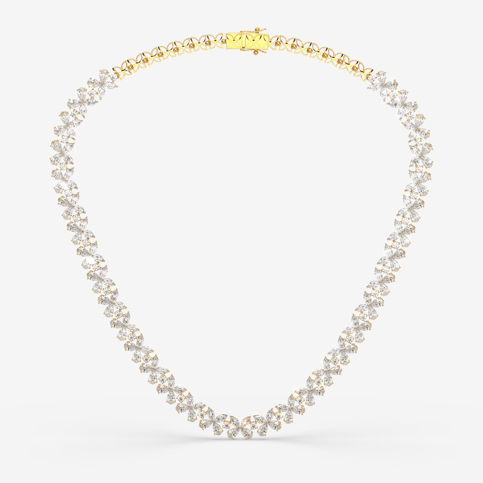 18K Gold Floral Diamond Necklace