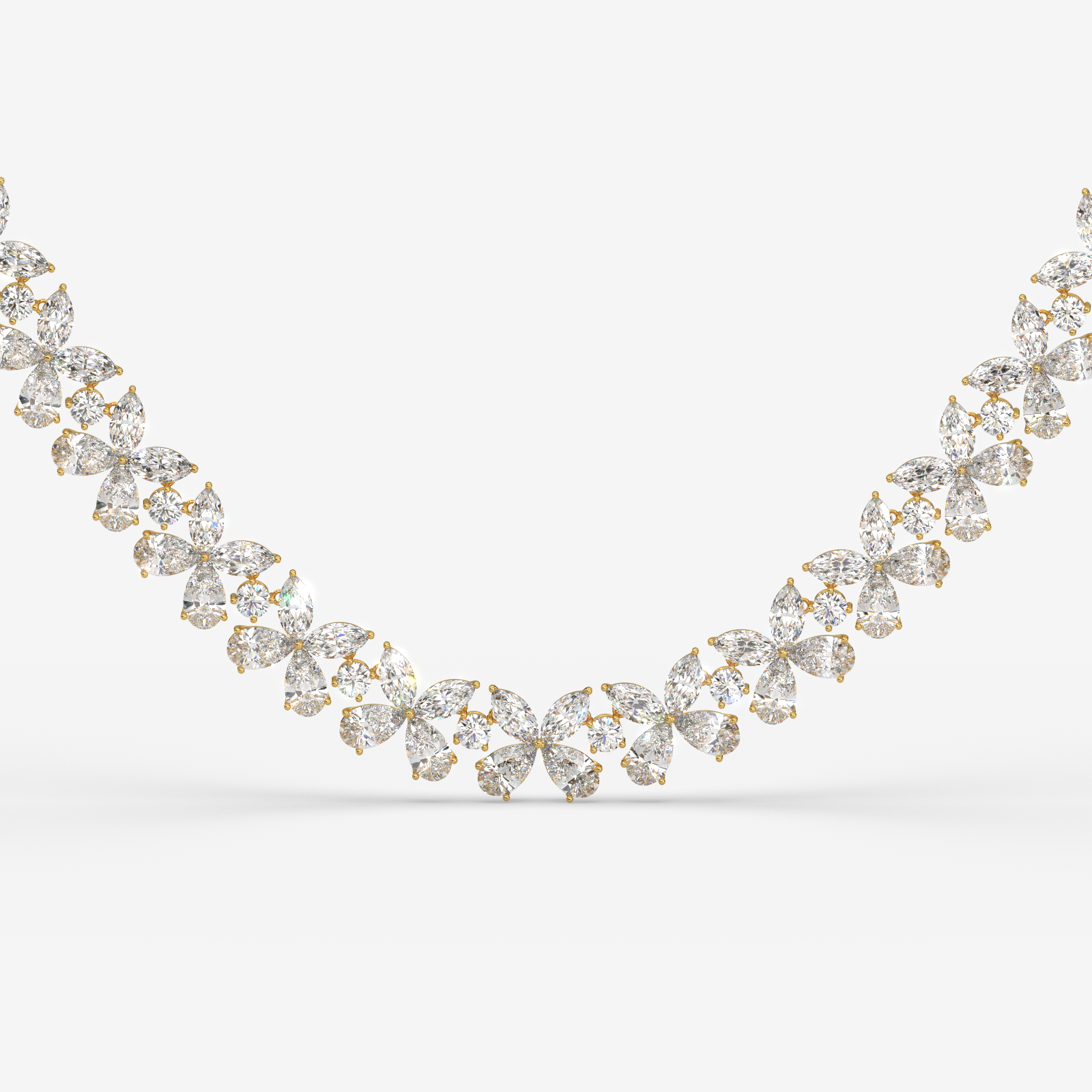 18K Gold Floral Diamond Necklace