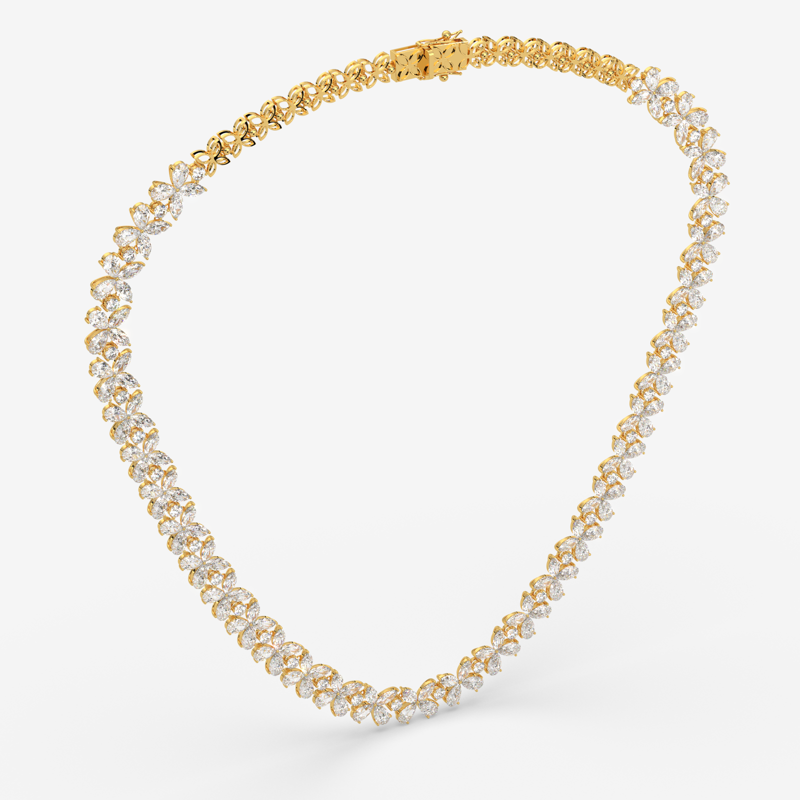 18K Gold Floral Diamond Necklace