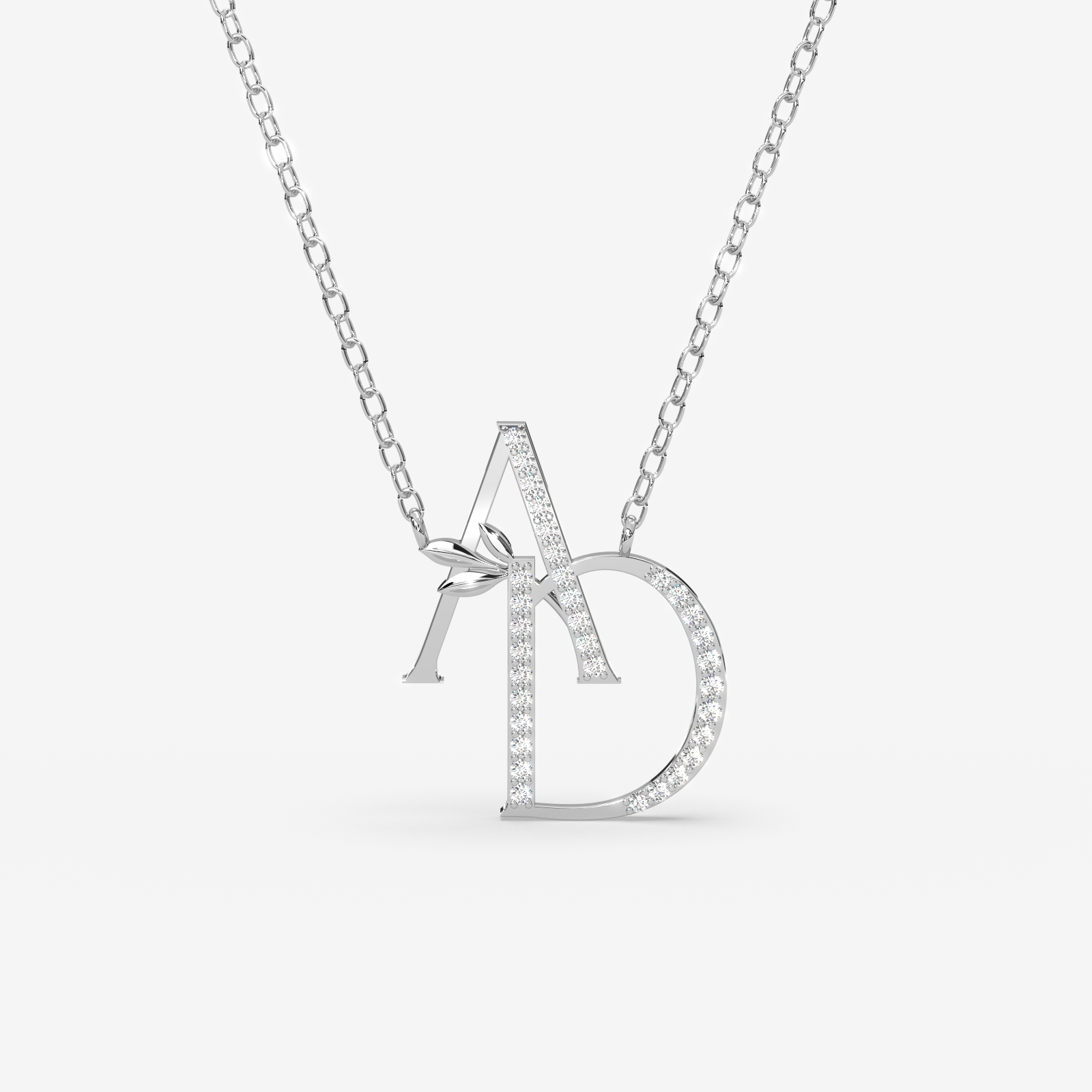 18K Gold Diamond A&D Initial Necklace - Personalized Alphabet Pendant