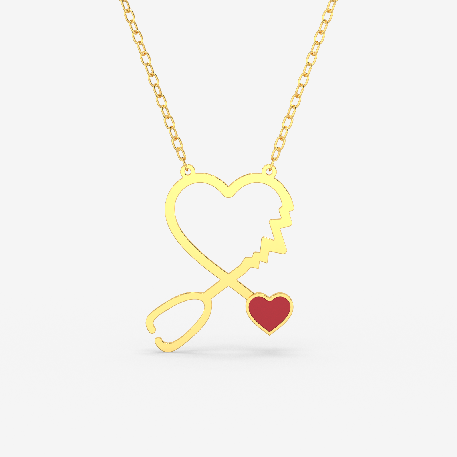 18K Gold Heartbeat Stethoscope Necklace - Healthcare Hero Jewelry