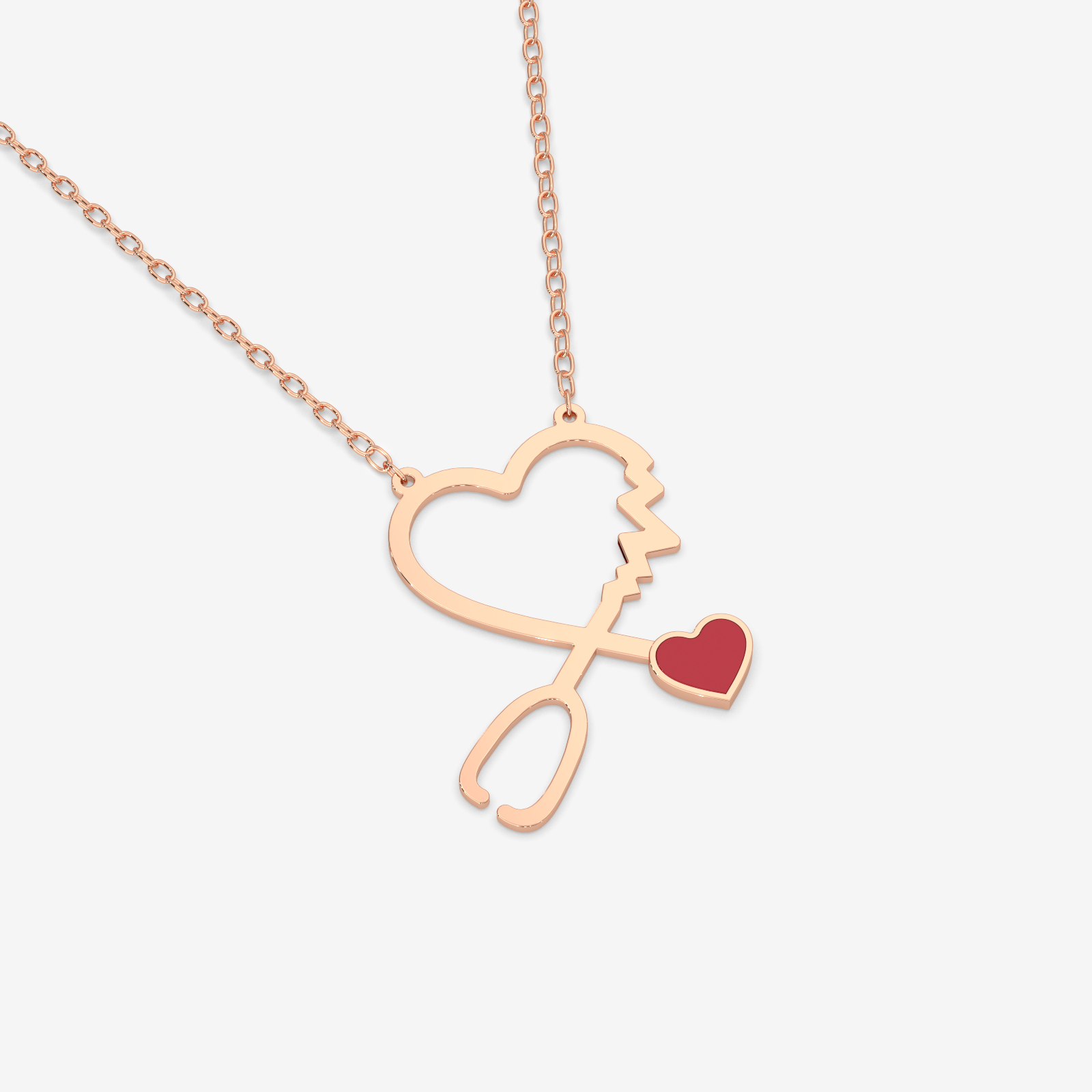 18K Gold Heartbeat Stethoscope Necklace - Healthcare Hero Jewelry