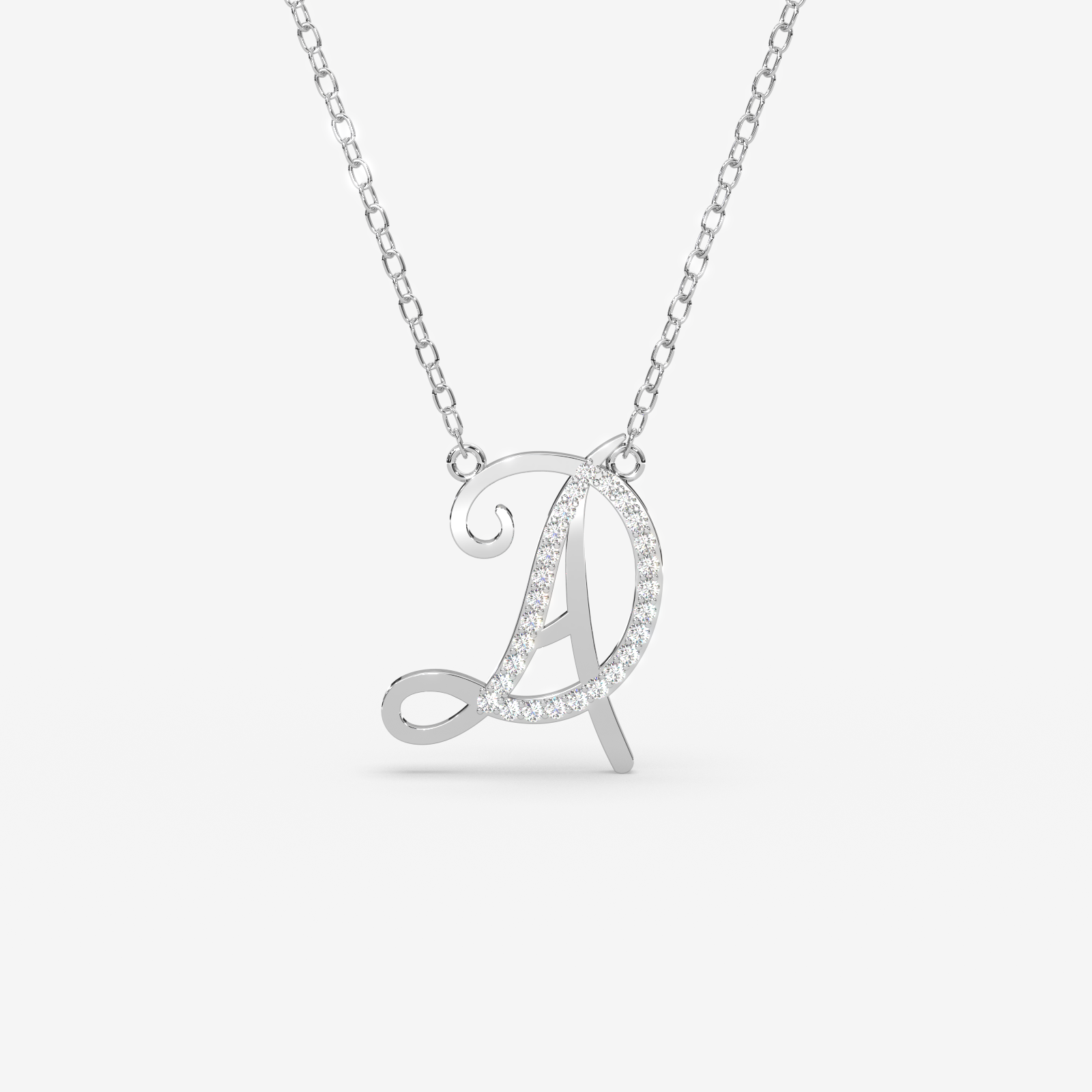 18K Gold Diamond Initial Necklace 'A and D' - Personalized Script Letter Pendant