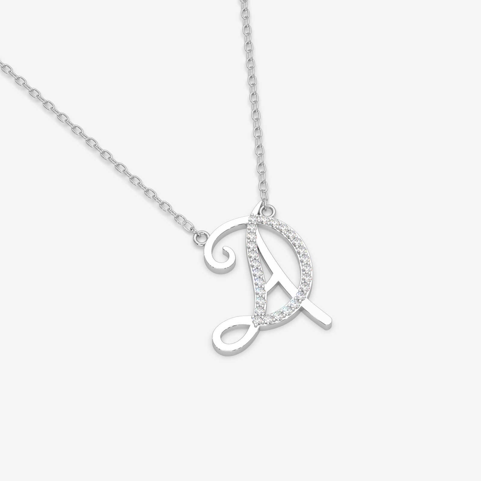 18K Gold Diamond Initial Necklace 'A and D' - Personalized Script Letter Pendant