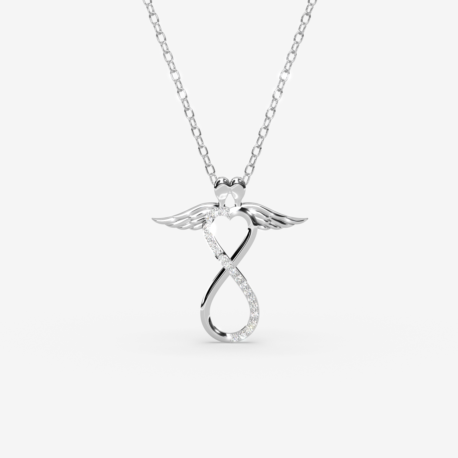 18K Gold Angel Wings Infinity Necklace with Diamond – Elegant & Timeless Love Symbol