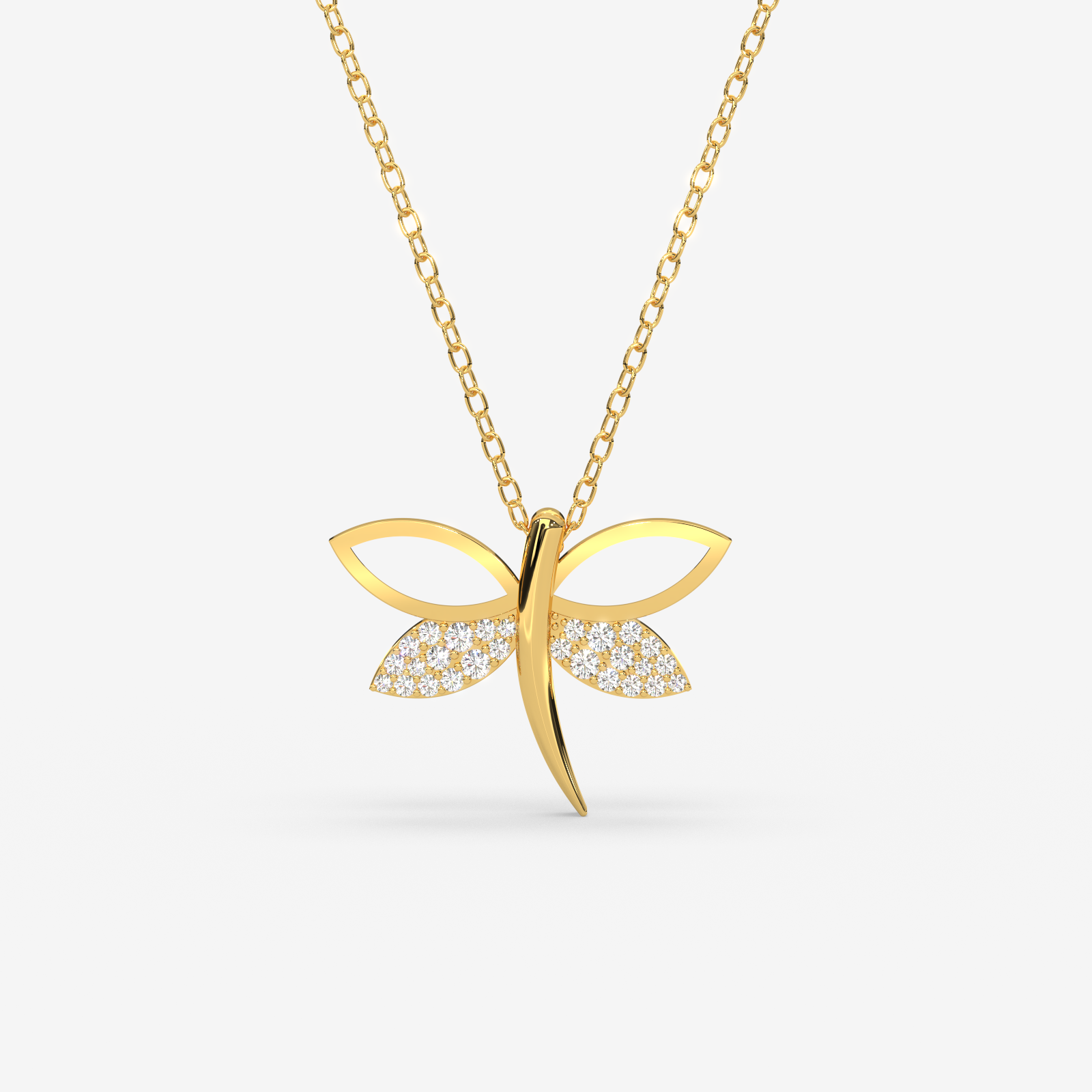 18K Gold Diamond Dragonfly Necklace - Dainty & Elegant Fine Jewelry for Women