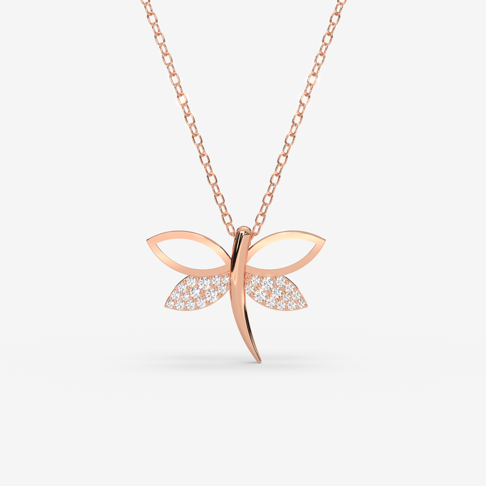 18K Gold Diamond Dragonfly Necklace - Dainty & Elegant Fine Jewelry for Women