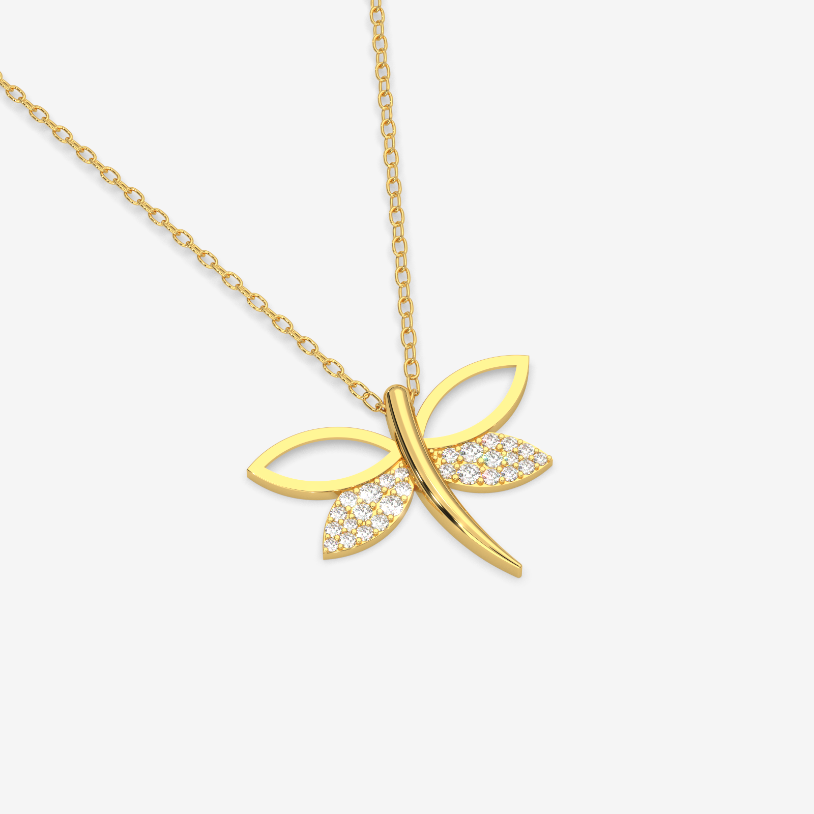 18K Gold Diamond Dragonfly Necklace - Dainty & Elegant Fine Jewelry for Women