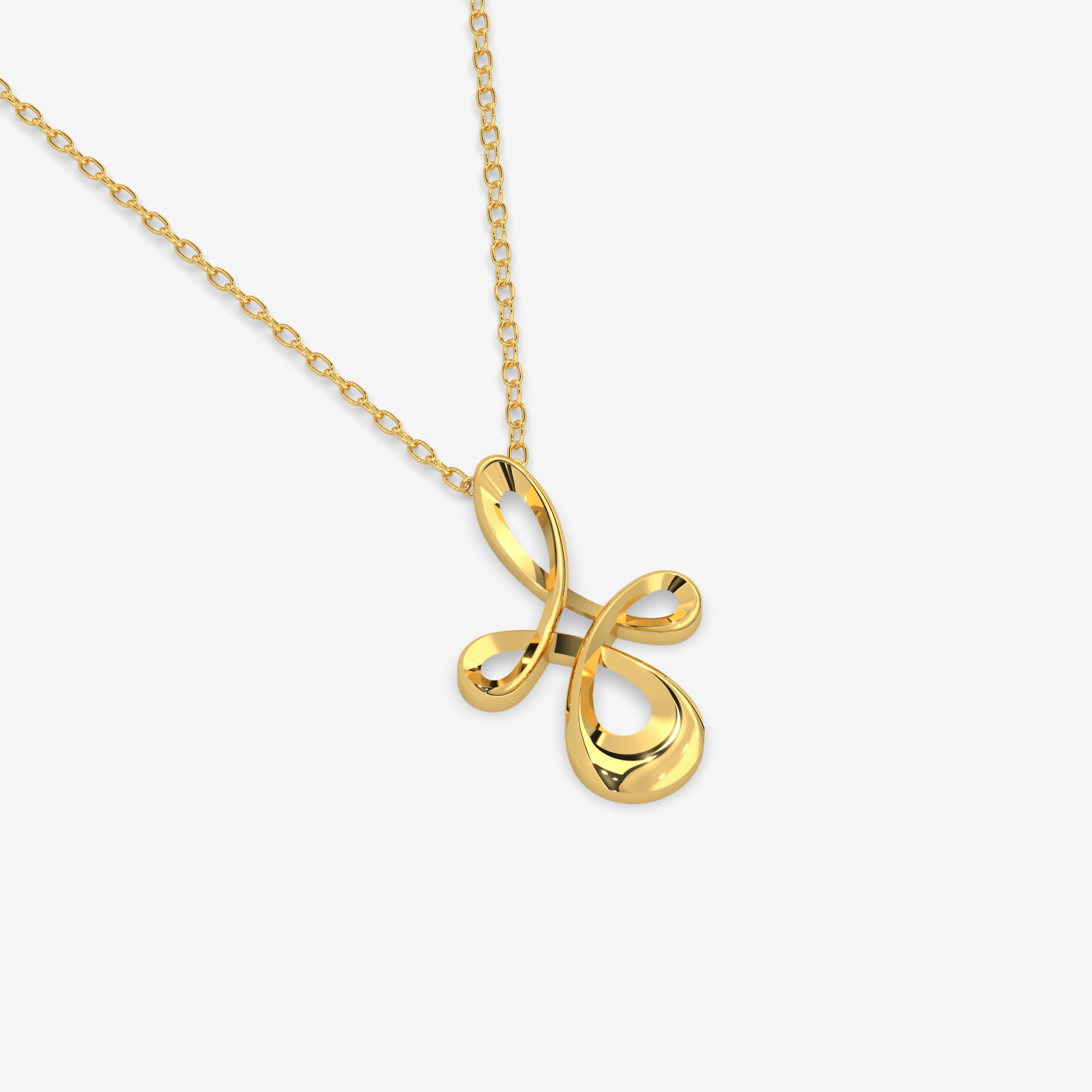 18K Gold Elegant Loop Pendant Necklace - Modern Gold Jewelry for Women