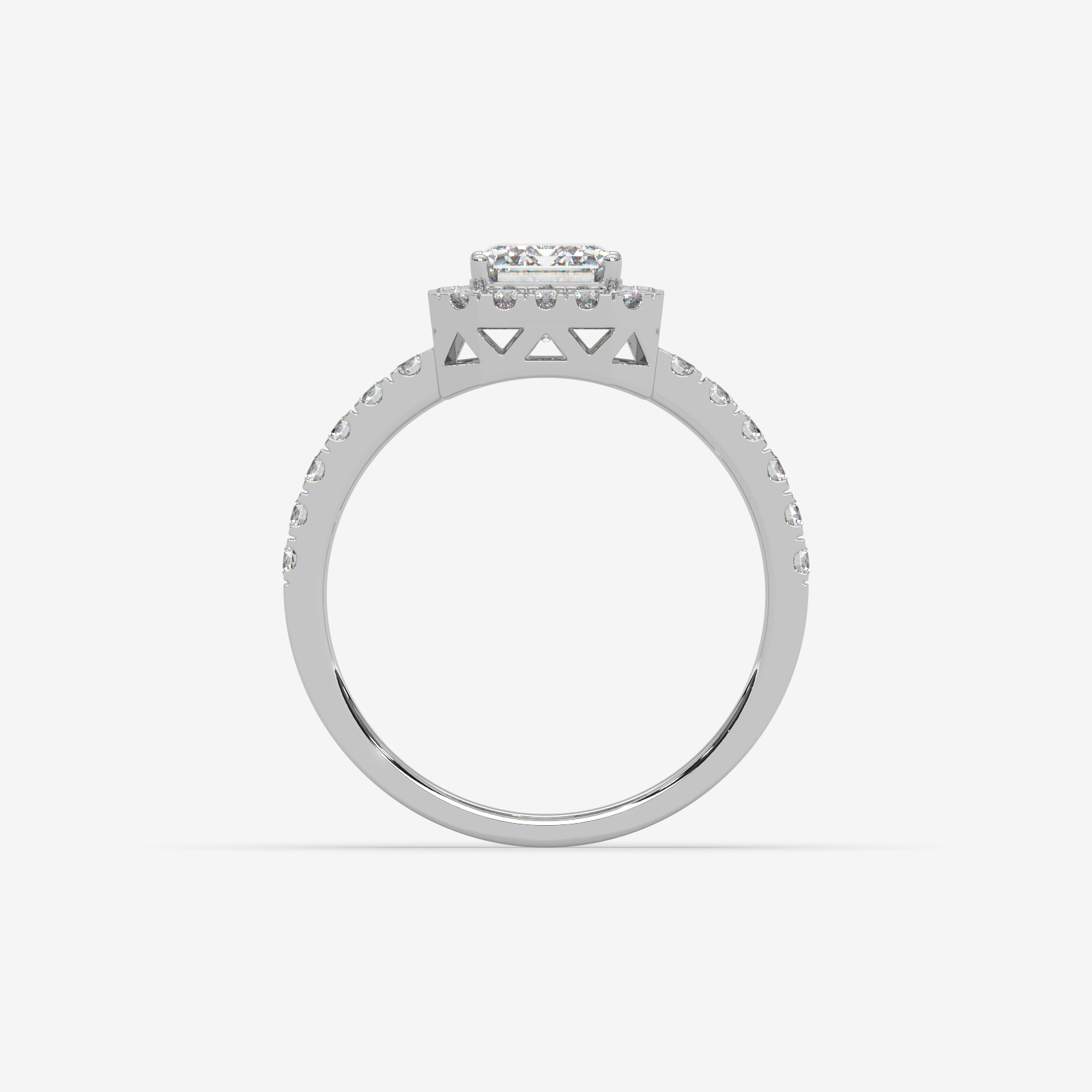 18k Gold Emerald Cut Diamond Halo Engagement Ring