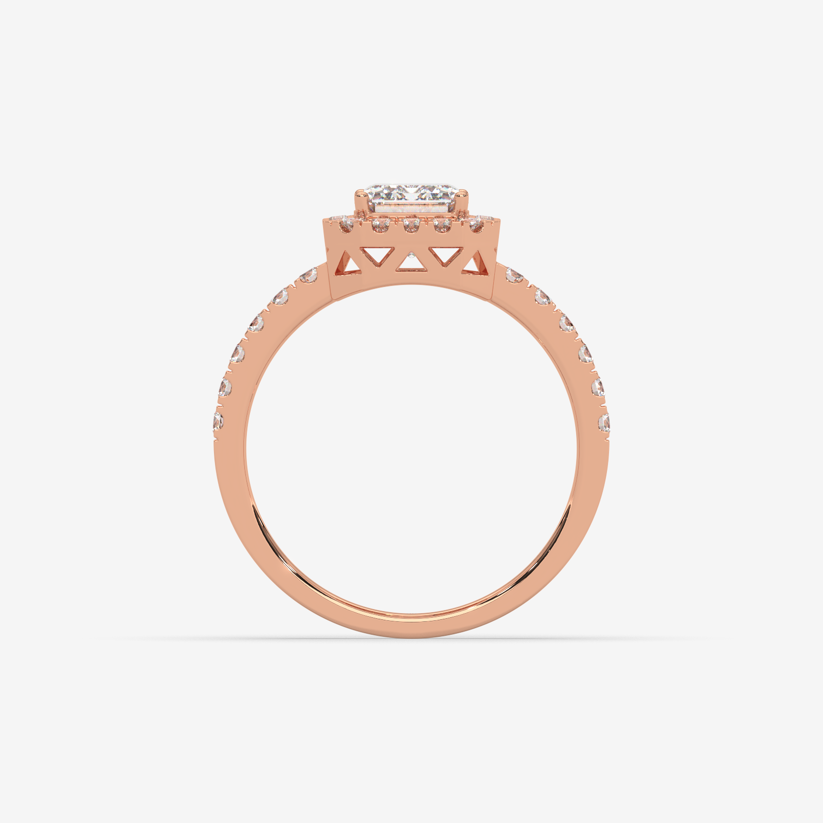 18k Gold Emerald Cut Diamond Halo Engagement Ring