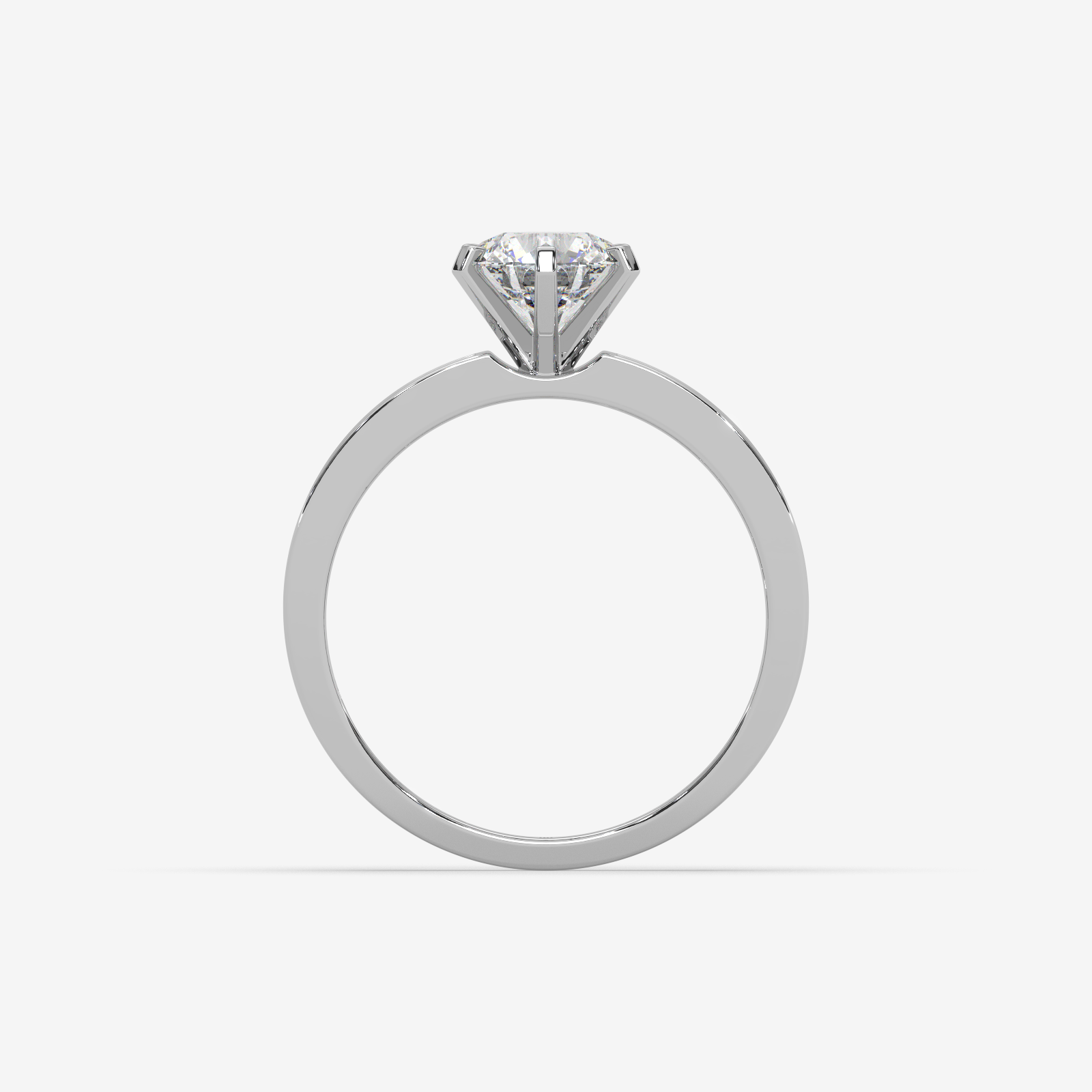 Solid Gold Round Cut Diamond Solitaire Engagement Ring | Triple Row Pave Band