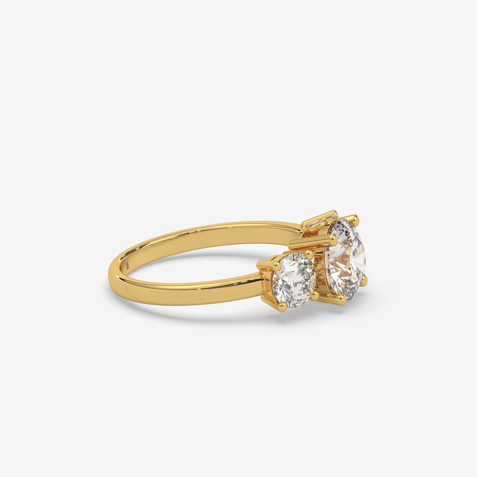 Solid Gold Three-Stone Round Diamond Trilogy Engagement Ring | Timeless Elegance