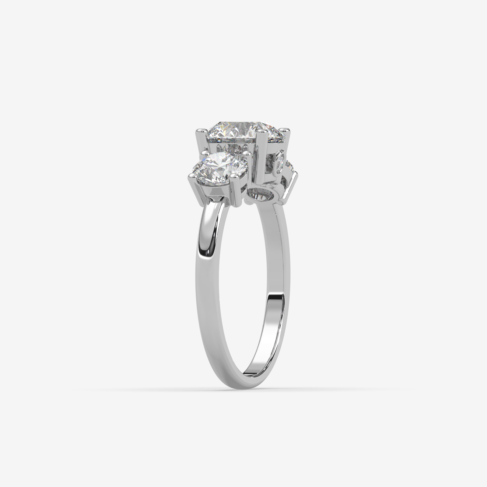 Solid Gold Three-Stone Round Diamond Trilogy Engagement Ring | Timeless Elegance