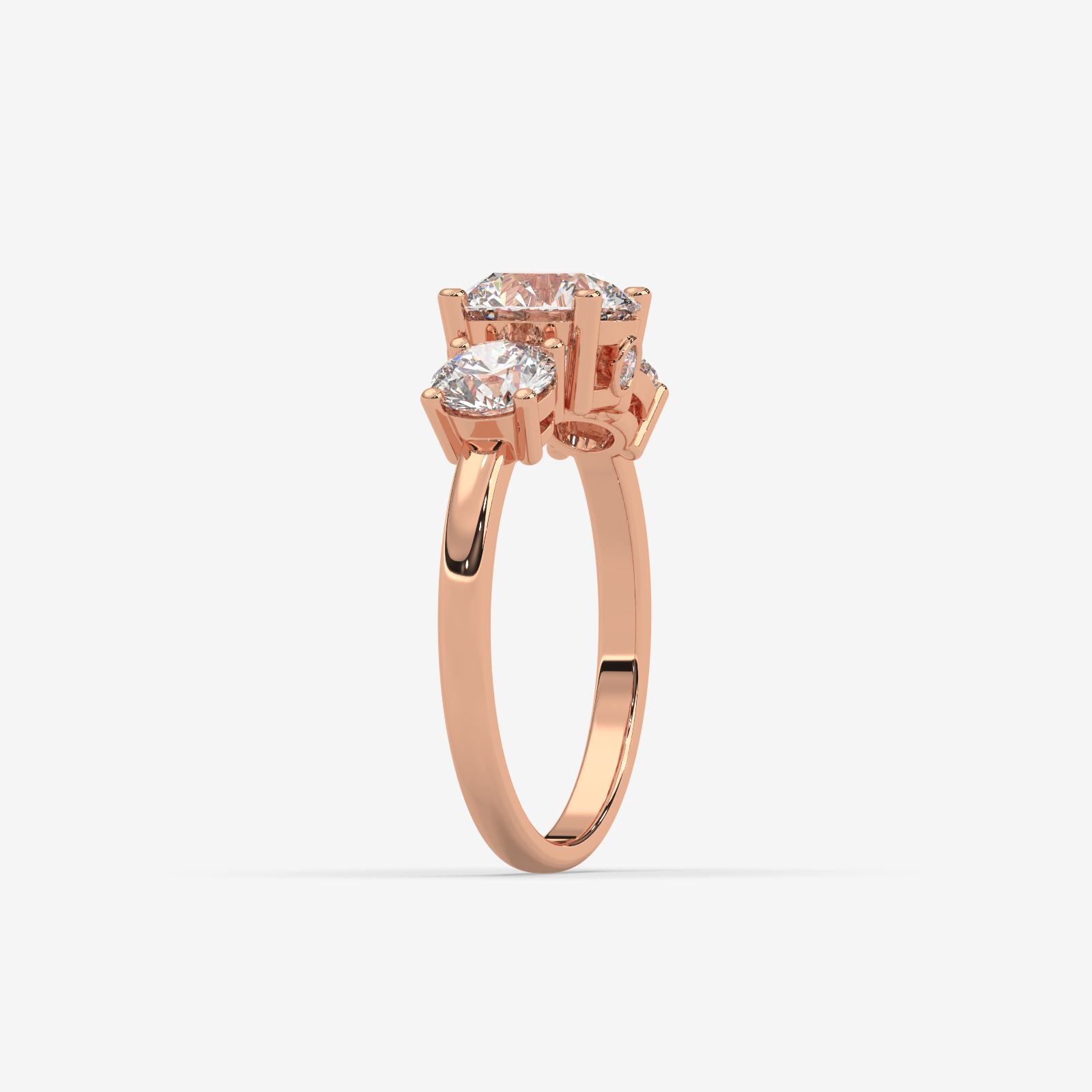 Solid Gold Three-Stone Round Diamond Trilogy Engagement Ring | Timeless Elegance