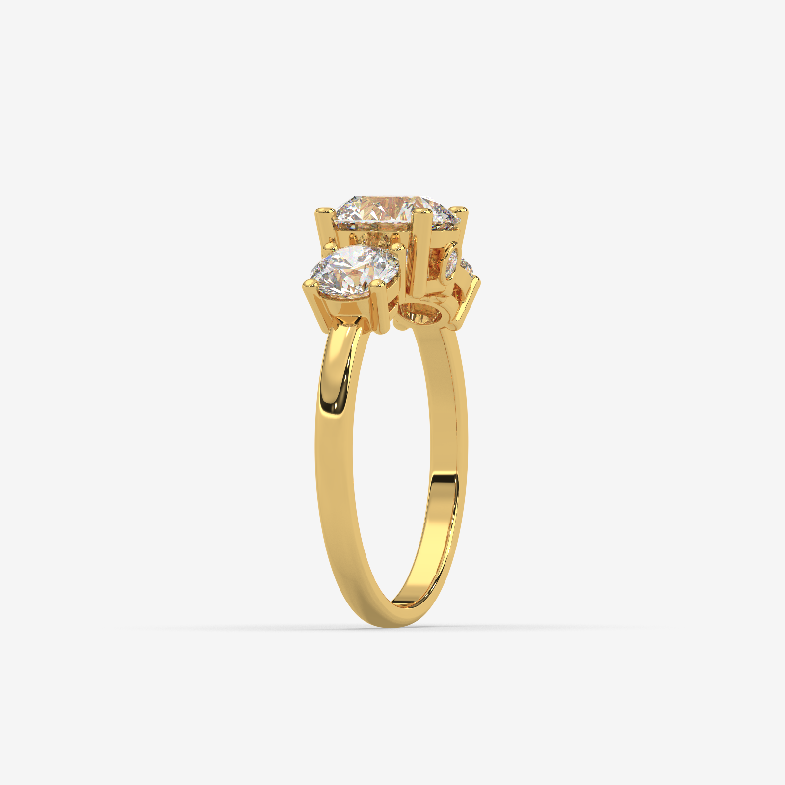 Solid Gold Three-Stone Round Diamond Trilogy Engagement Ring | Timeless Elegance