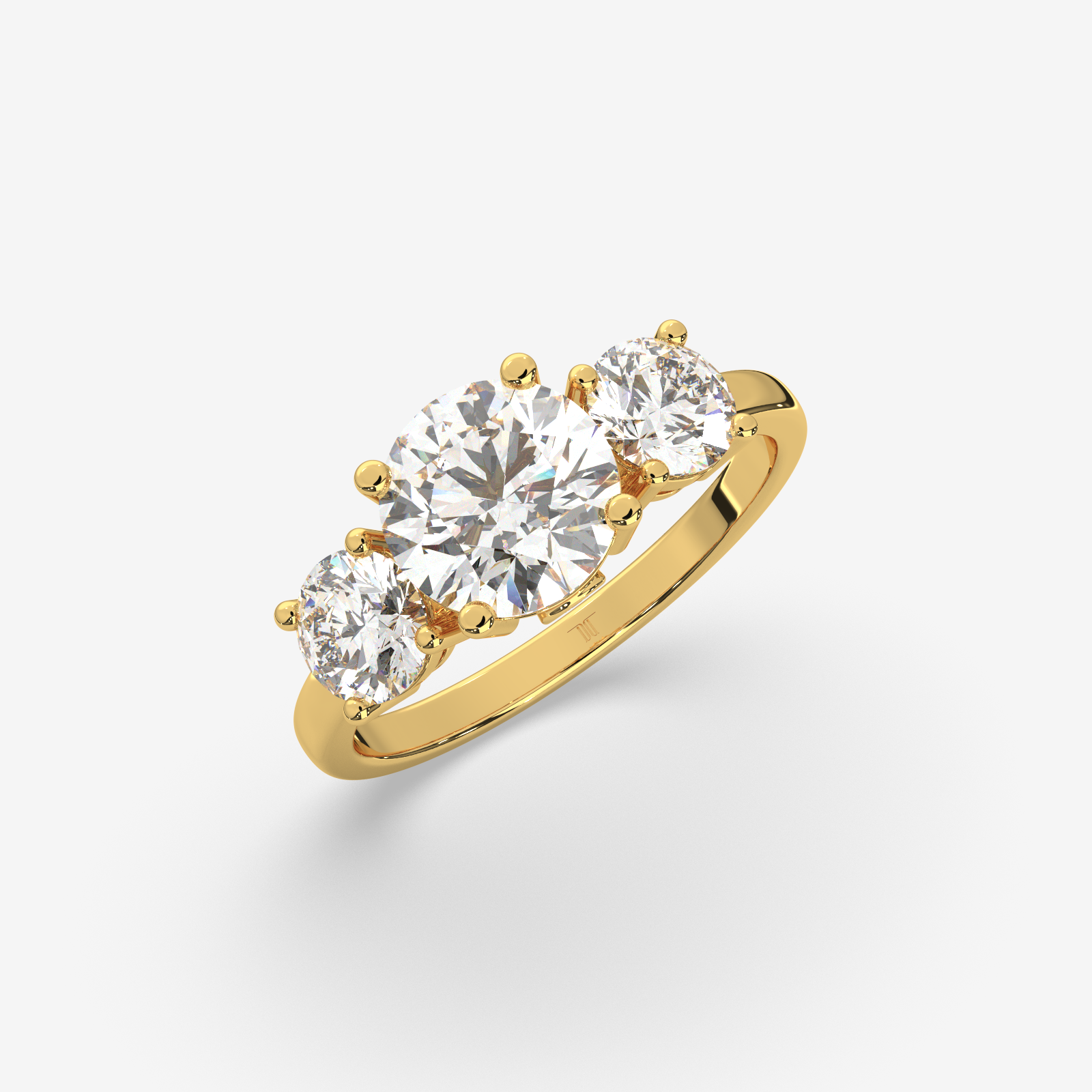 Solid Gold Three-Stone Round Diamond Trilogy Engagement Ring | Timeless Elegance