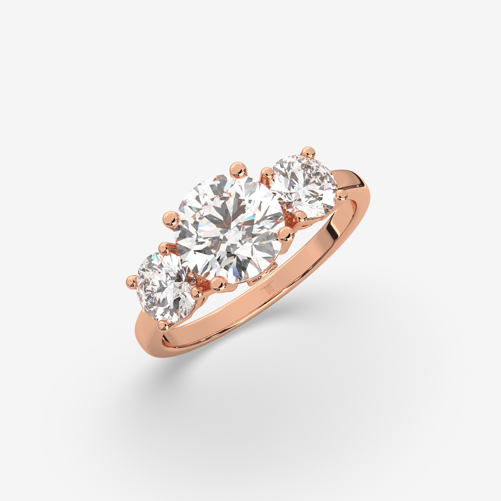 Solid Gold Three-Stone Round Diamond Trilogy Engagement Ring | Timeless Elegance