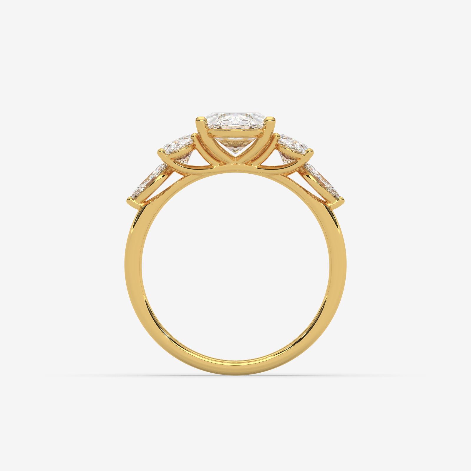 Solid Gold Trilogy Engagement Ring | Oval & Pear Cut Diamond Ring