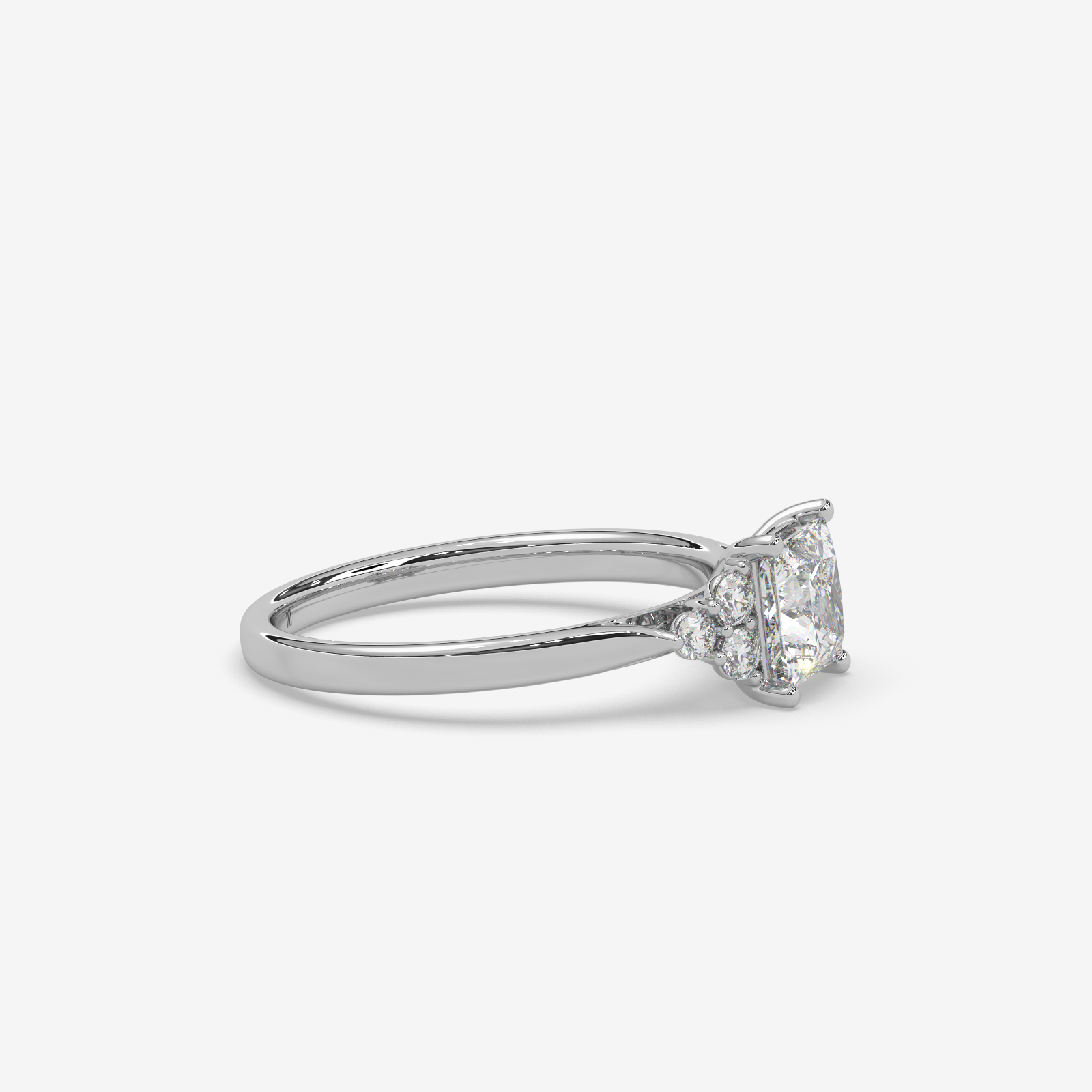 Princess Cut Trefoil Diamond Engagement Ring in Solid Gold