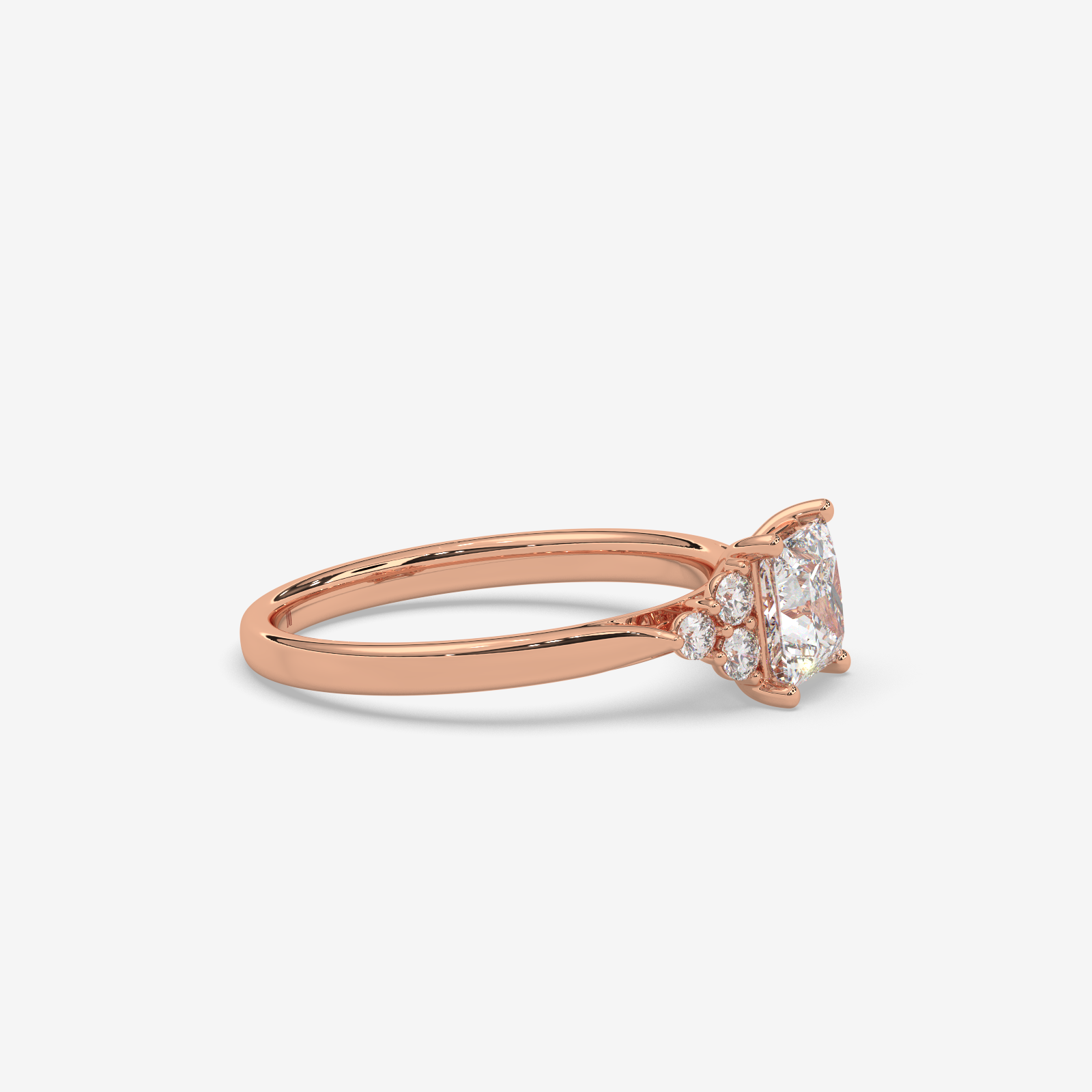 Princess Cut Trefoil Diamond Engagement Ring in Solid Gold