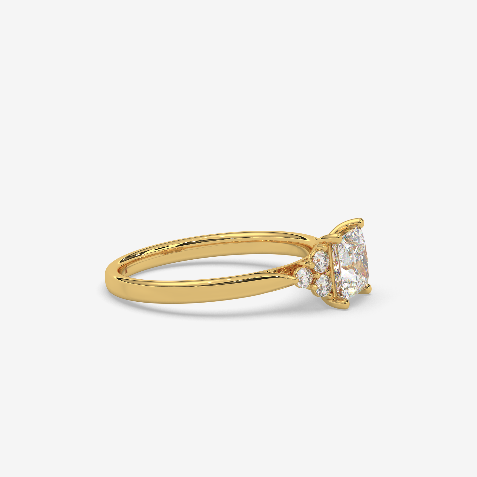 Princess Cut Trefoil Diamond Engagement Ring in Solid Gold