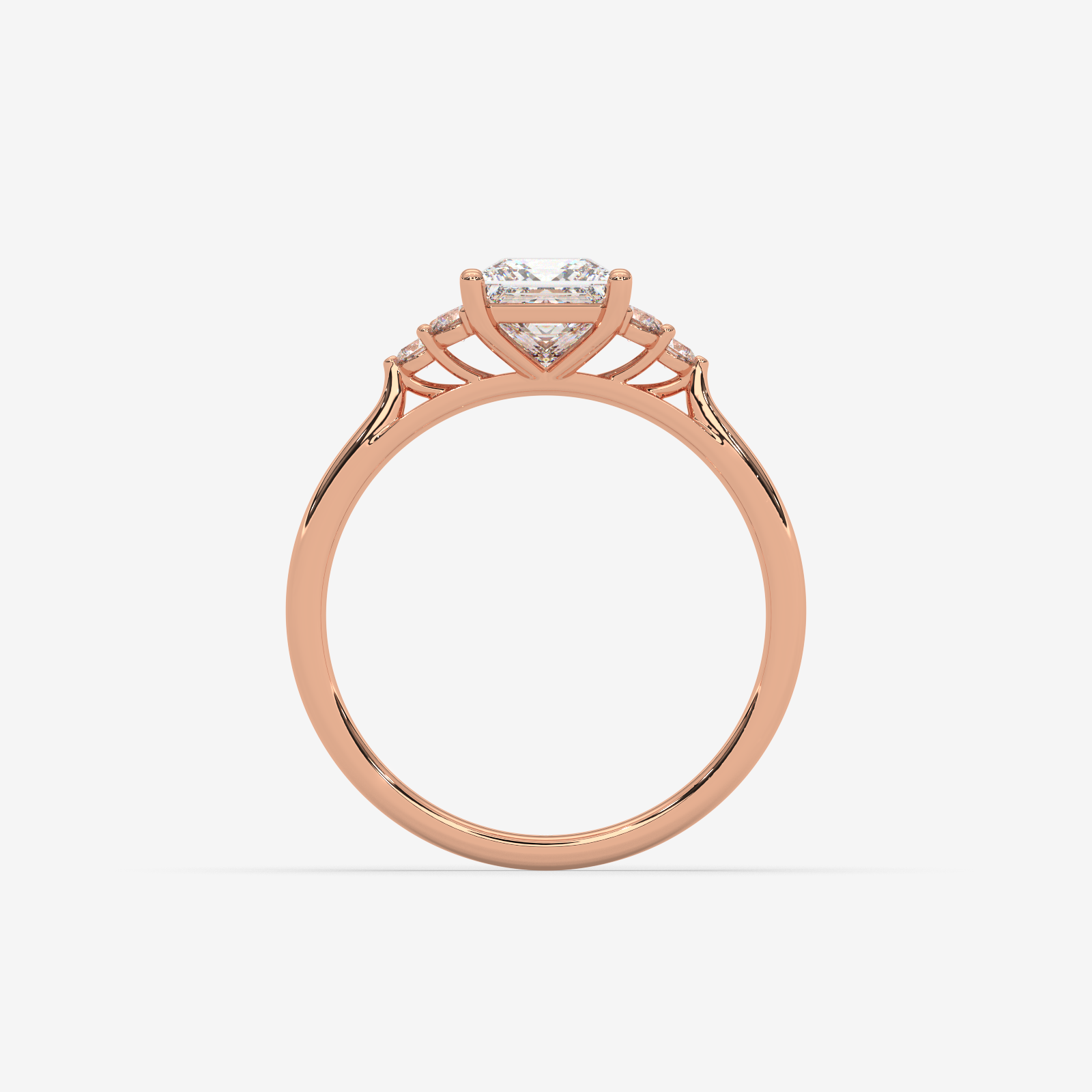 Princess Cut Trefoil Diamond Engagement Ring in Solid Gold