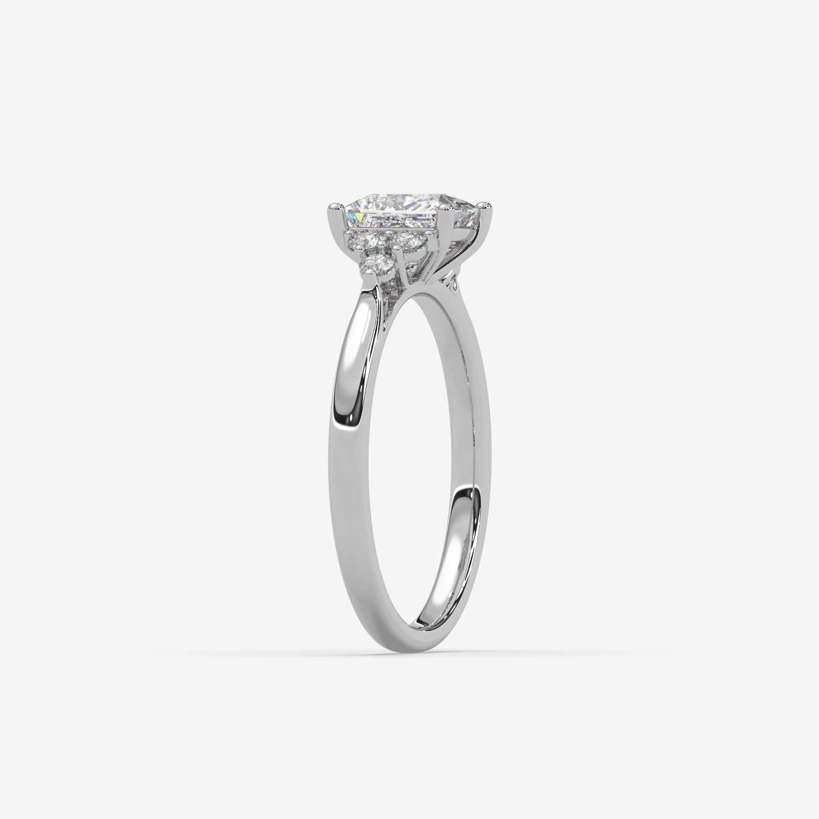 Princess Cut Trefoil Diamond Engagement Ring in Solid Gold