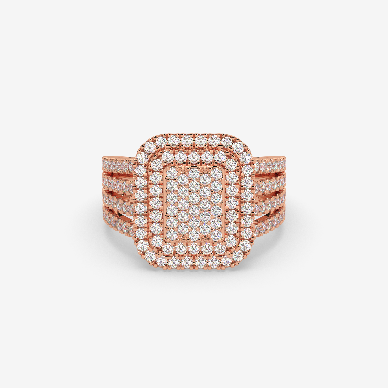 The Omoni Radiant Cluster Natural Diamond Engagement Ring in 18K Gold | Unisex Statement Piece