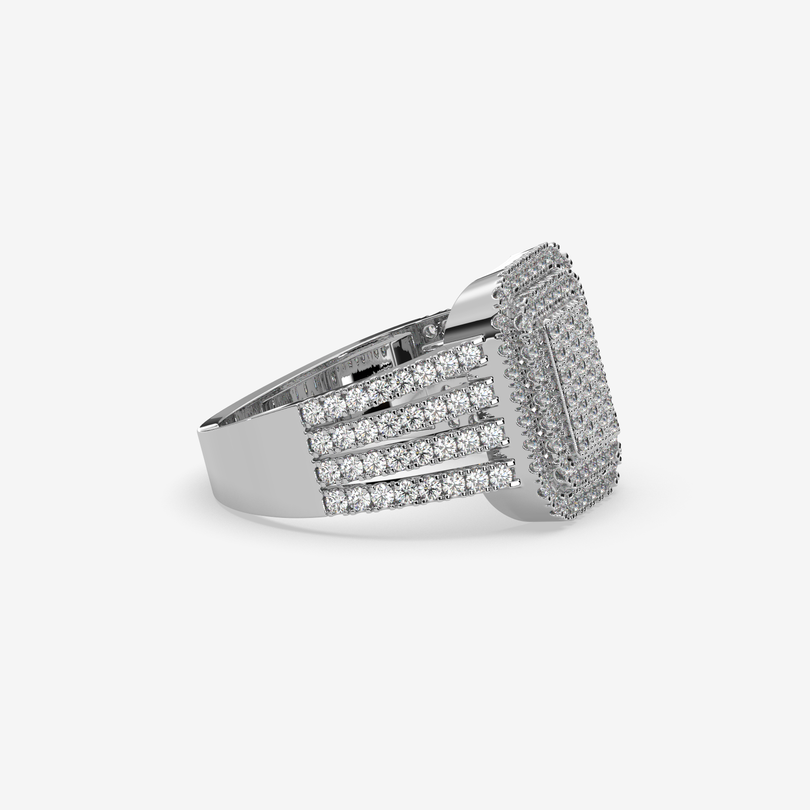 The Omoni Radiant Cluster Natural Diamond Engagement Ring in 18K Gold | Unisex Statement Piece