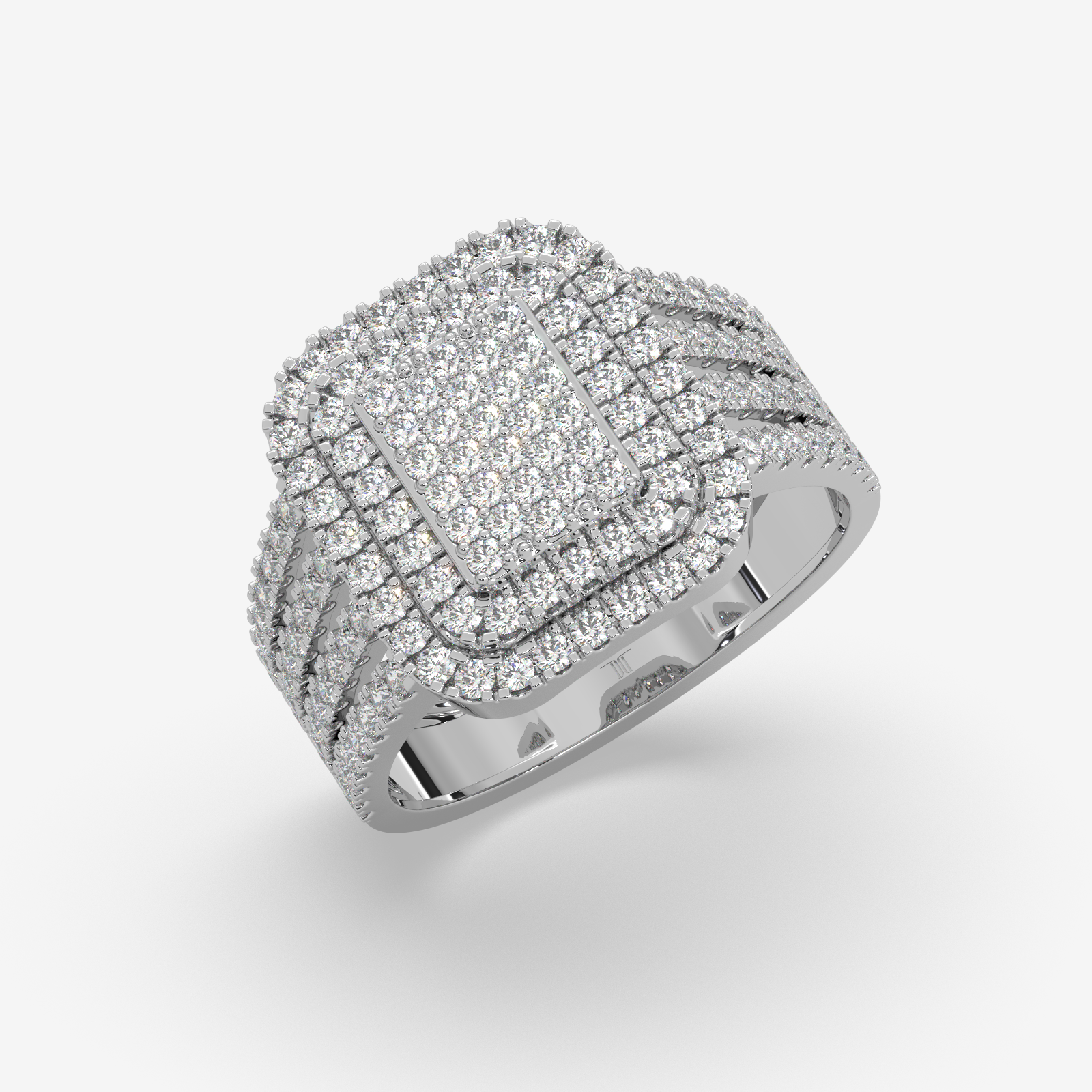 The Omoni Radiant Cluster Natural Diamond Engagement Ring in 18K Gold | Unisex Statement Piece