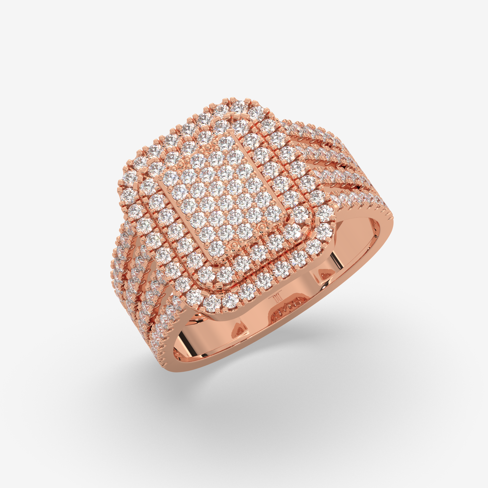 The Omoni Radiant Cluster Natural Diamond Engagement Ring in 18K Gold | Unisex Statement Piece