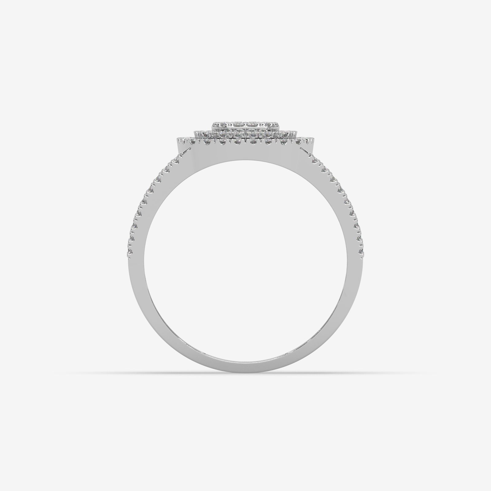 Unisex Cushion Shape Double Halo Diamond Ring | Solid Gold Multi-Row Statement Ring