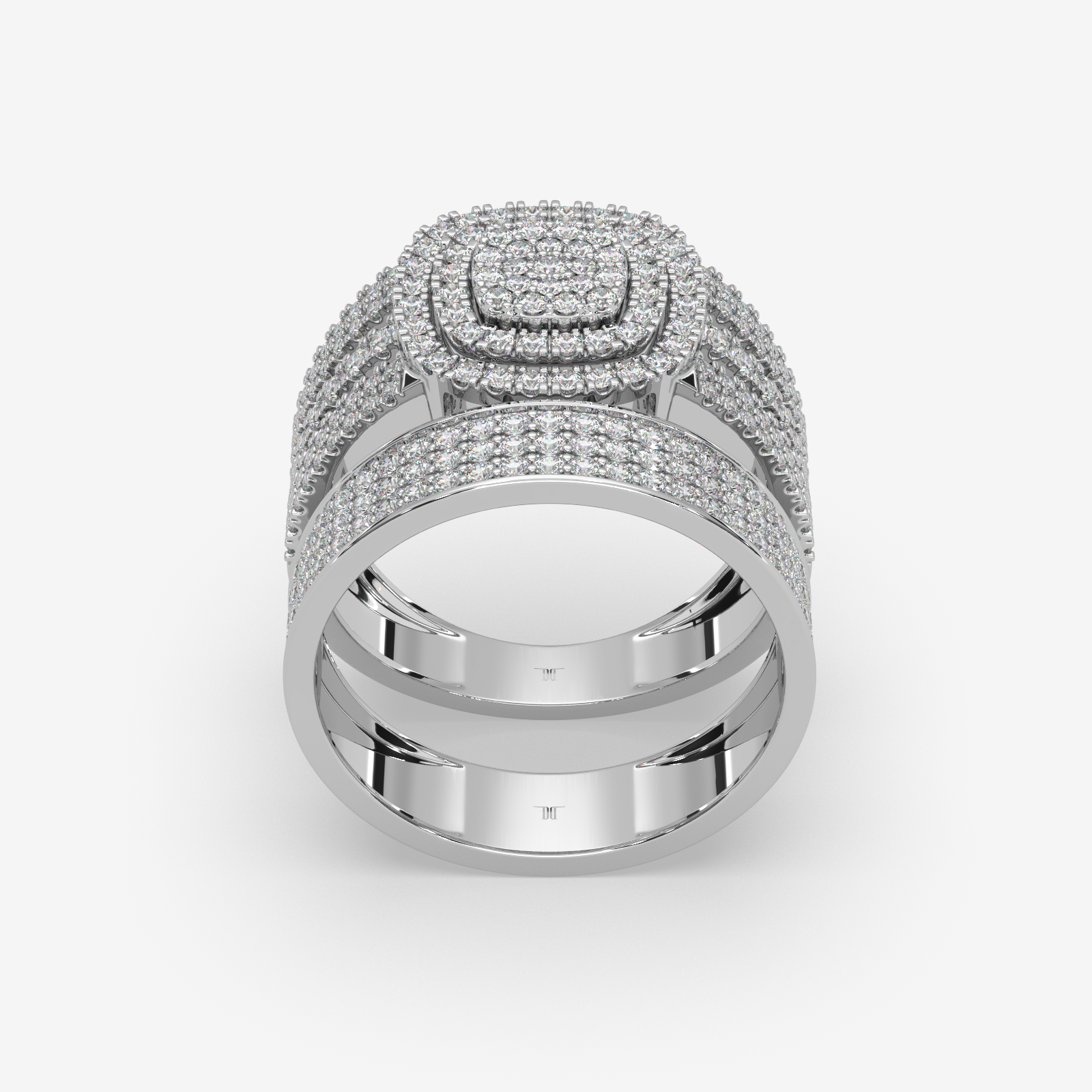 Solid Gold 1.10 CTW Diamond Trio Bridal Set | Engagement Ring & Matching Band