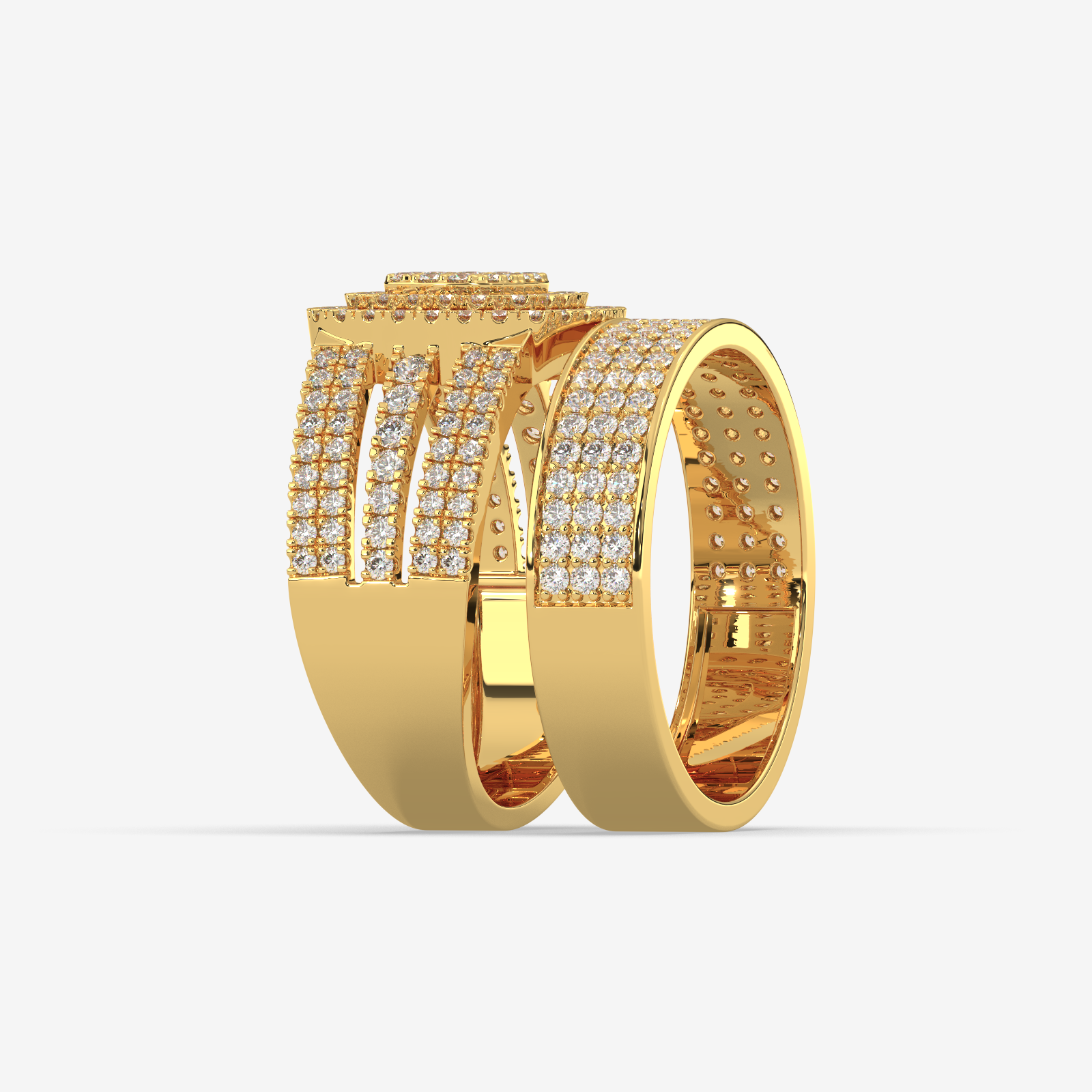 Solid Gold 1.10 CTW Diamond Trio Bridal Set | Engagement Ring & Matching Band