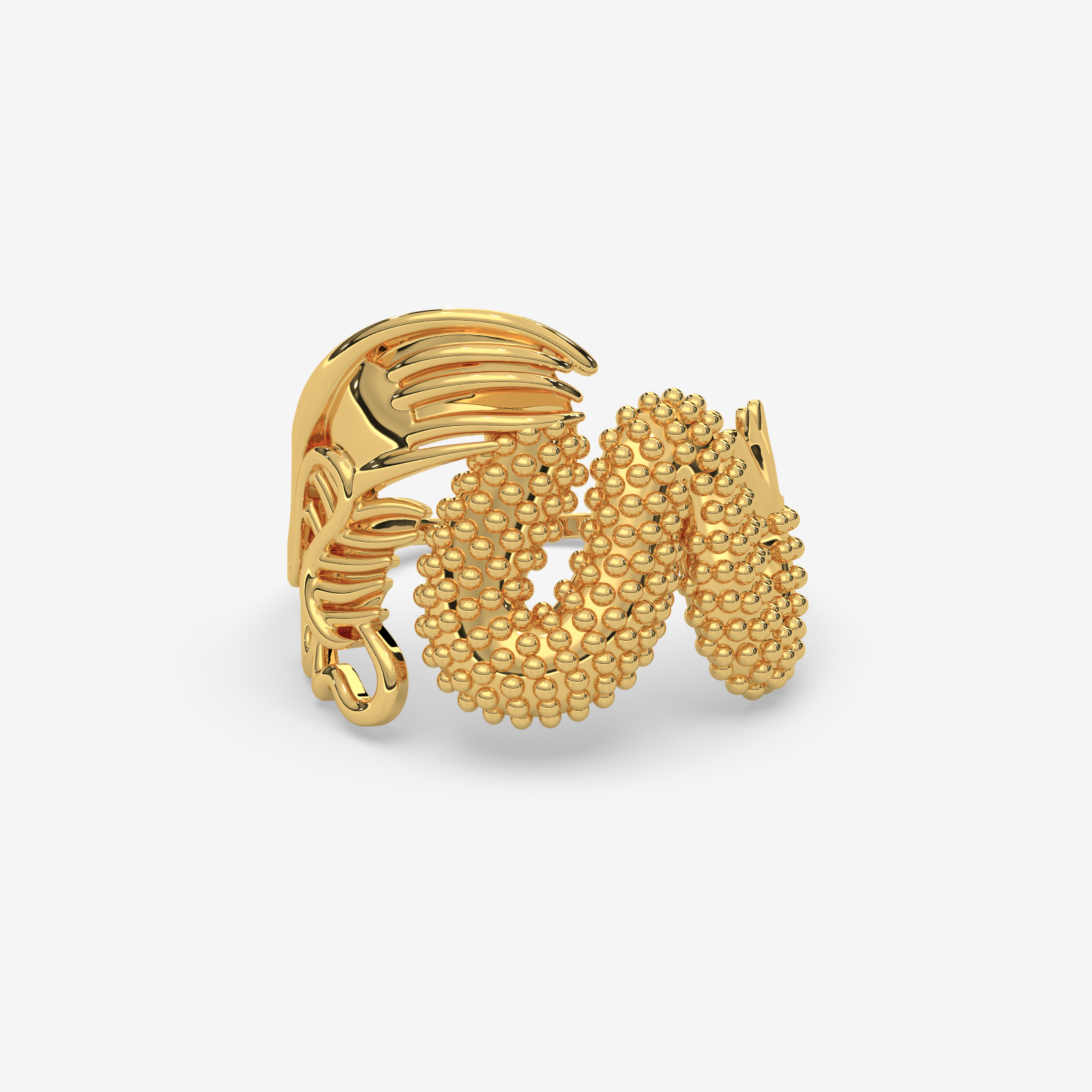 18k Gold Statement Ring for Women | Ornate Handcrafted Textured Design