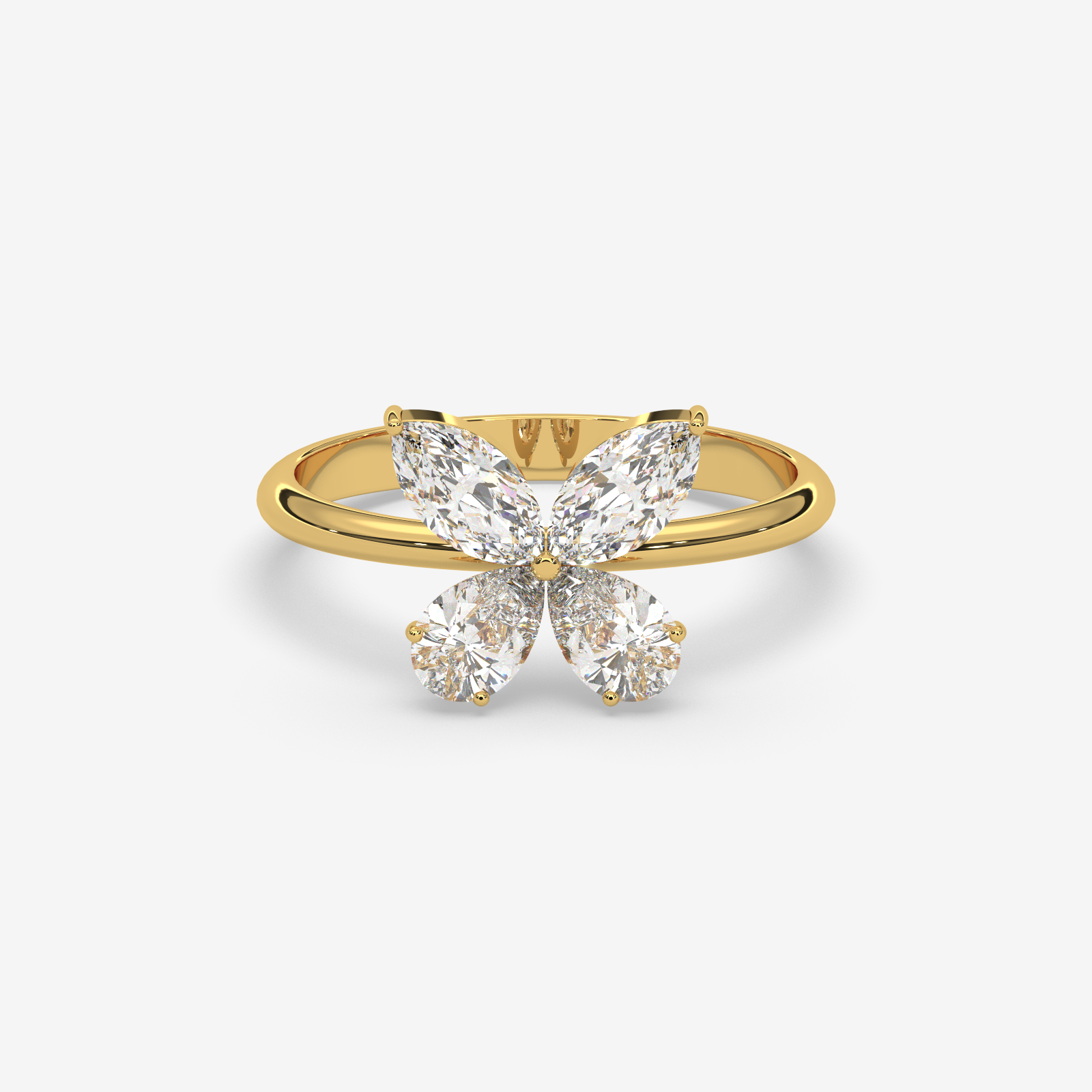 18K Gold Floral Cluster Diamond Ring