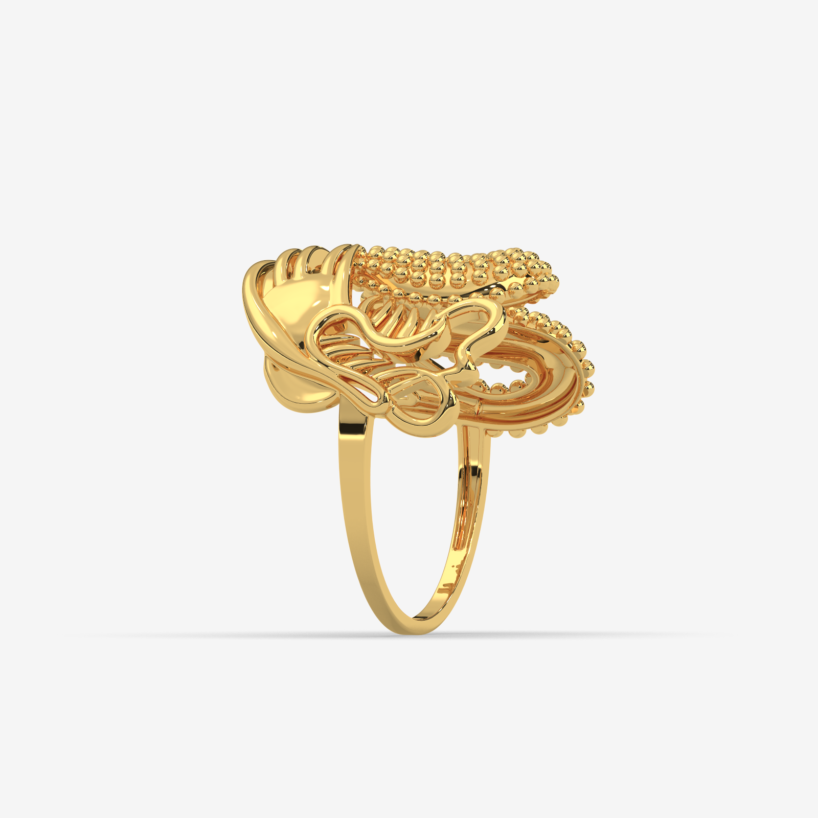 18k Gold Statement Ring for Women | Ornate Handcrafted Textured Design